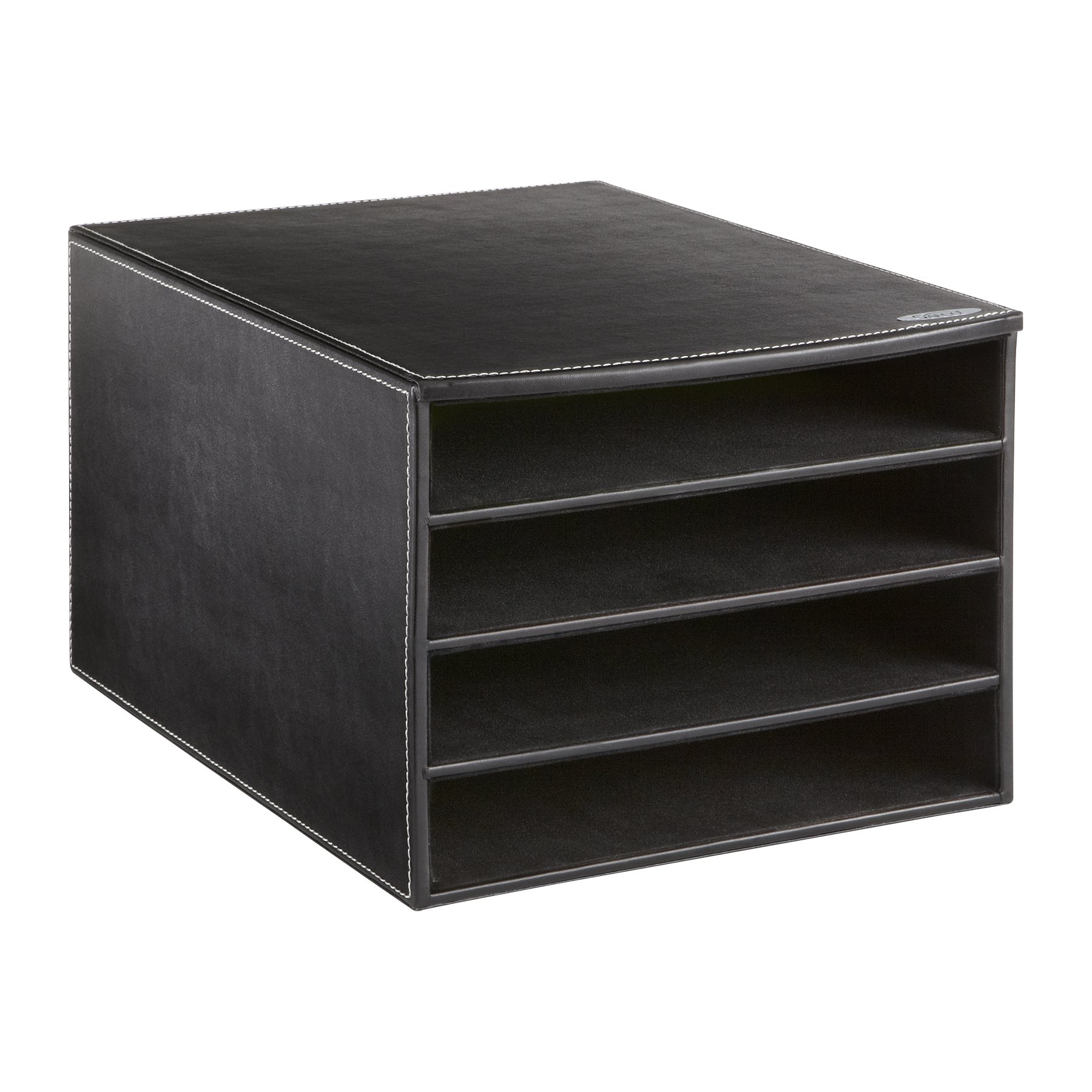 Safco Black Leather Look Multi Letter Tray - Stylish Desktop Organizer for Office, Home & Workspace | Perfect for Mail, Documents & Office Supplies