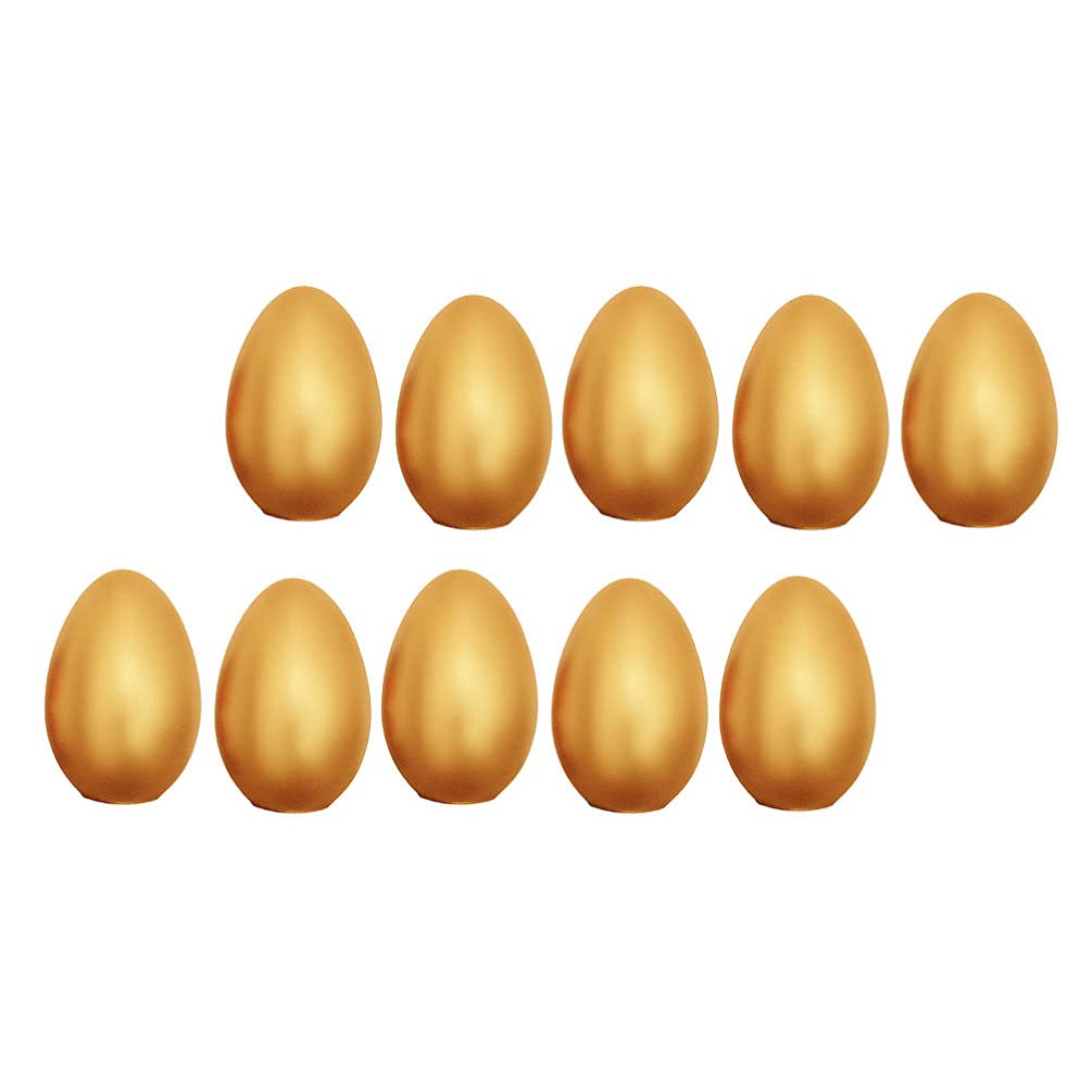 10Pcs Golden Metallic Plastic Fillable Eggs - Faux Easter Eggs for Wedding Party Decor, Christmas Stocking Stuffers & Surprise Gift Hiding (12cm) - Perfect for DIY Crafts, Egg Hunts, and Home Decoration