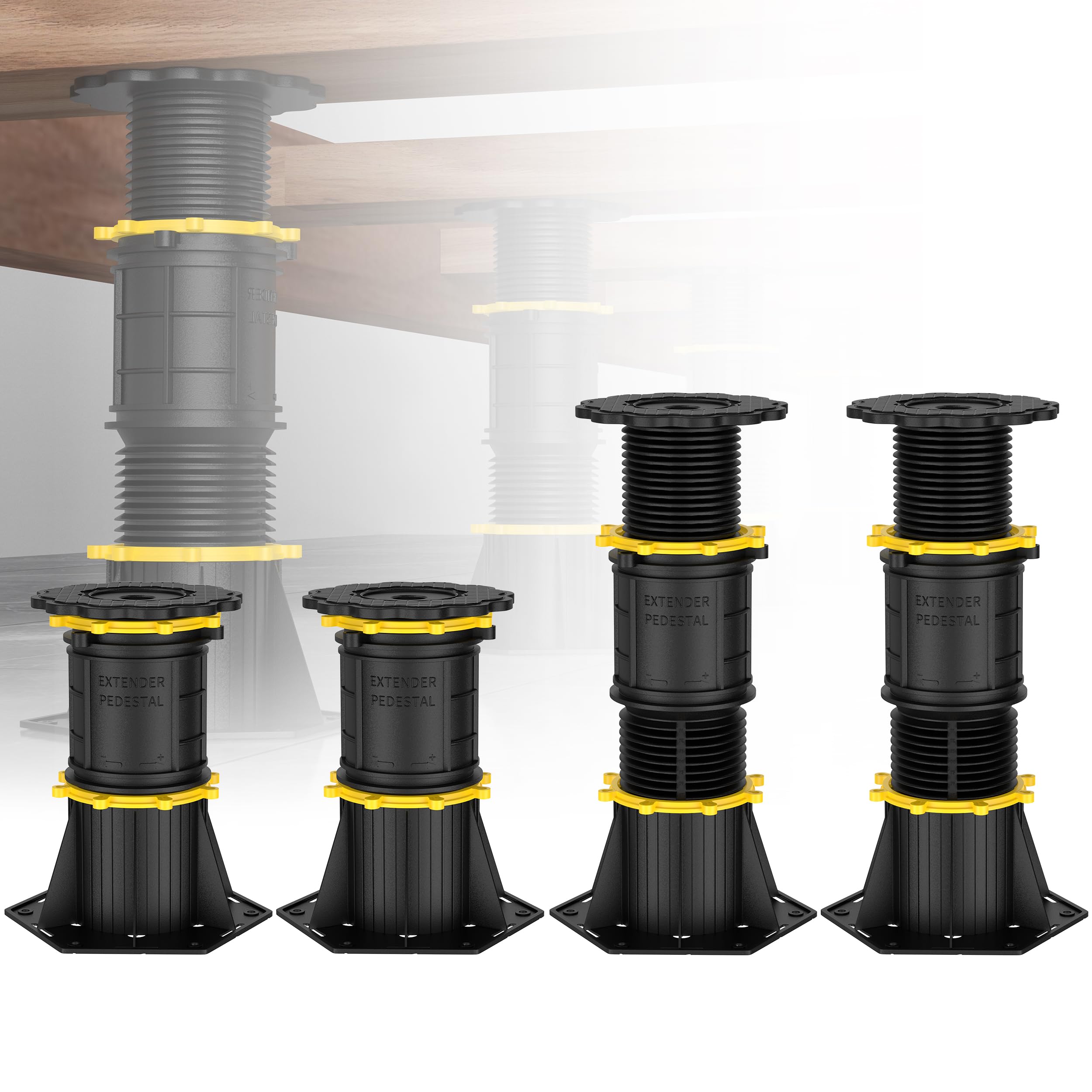 4 Pcs Adjustable Height Bed Support Legs 8.5-13 Inch - Heavy Duty Center Support for Bed Frame, Slats & Mattress Foundation - Perfect for Bed Reinforcement, Replacement Legs & Platform Bed Support (Ideal for Queen/King Size Beds)