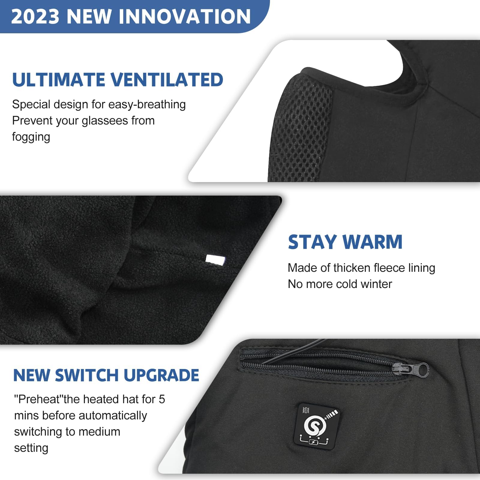 WERMSOCK Heated Ski Mask - Battery Powered Balaclava for Men & Women, Windproof Thermal Face Cover for Skiing, Snowboarding & Motorcycle Riding - Stay Warm in Cold Weather