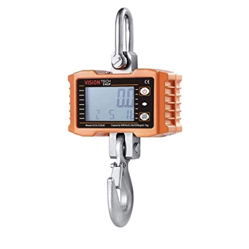 VisionTechShop Digital Crane Scale 500lb/200kg - Heavy Duty Hanging Scale with LCD Backlit Display - Portable & Compact for Home, Farm, Factory - Perfect for Weighing Livestock, Shipping Packages & Industrial Loads