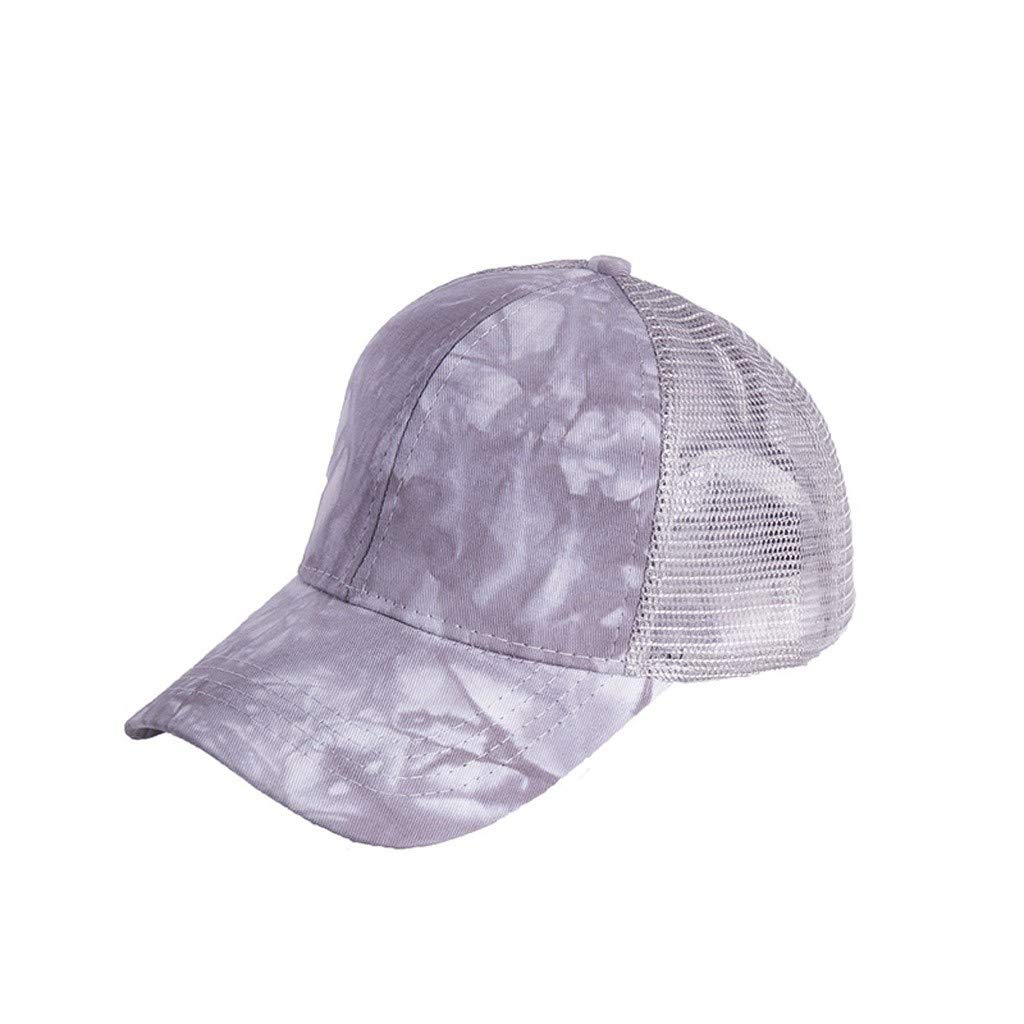 Trendy Unisex Tie-Dye Baseball Cap with Ponytail Hole - MANHONG Trucker Hat for Women & Men, Adjustable Messy Bun Visor for Outdoor Sports, Running, Hiking, and Casual Wear