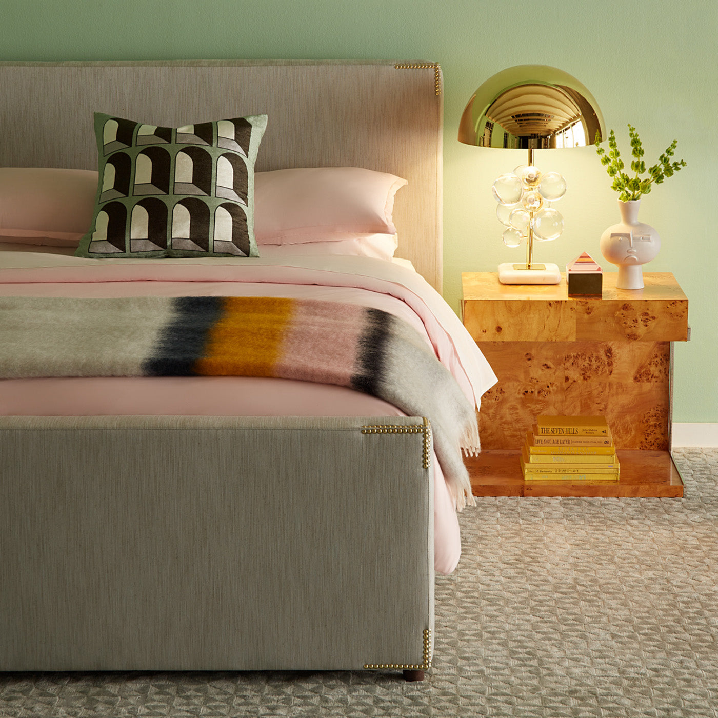 Connery Queen Bed Frame - Modern Upholstered Platform Bed with Wooden Slats - Perfect for Master Bedroom, Guest Room & Apartment