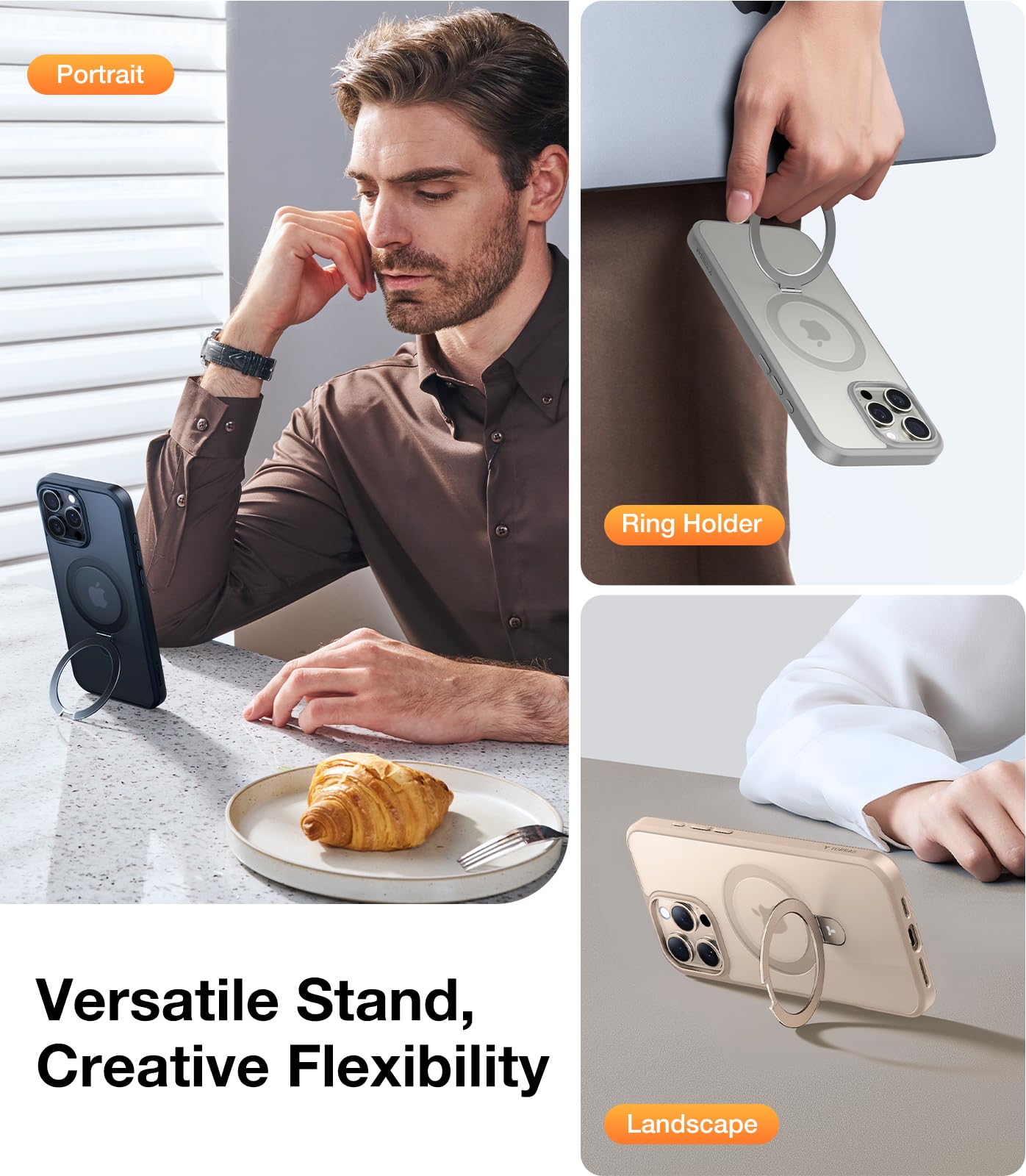 TORRAS Magnetic Stand Case for iPhone 16 Pro (6.3