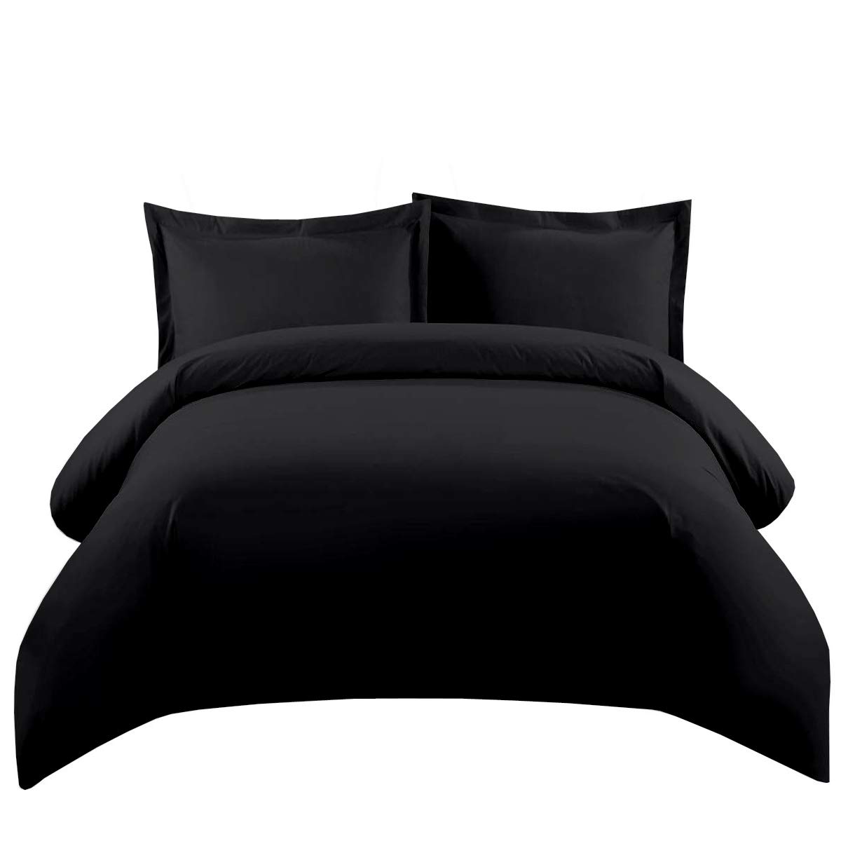 Sheetsnthings 300 Thread Count Pure Cotton King/California King Duvet Cover Set - Solid Black 3-Piece Comforter Cover with Matching Shams | Luxury Bedding for Master Bedroom & Guest Room