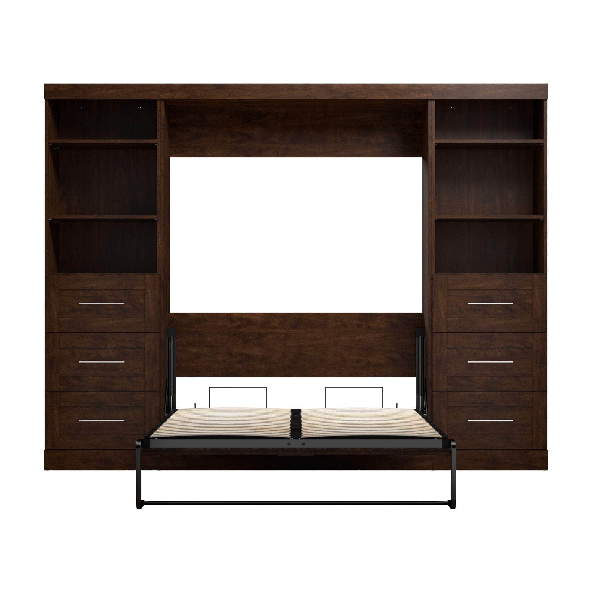 Pur Full Murphy Wall Bed with 2 Storage Units & Drawers (109W) - 7 Color Options for Space-Saving Home Office, Guest Room & Small Apartments