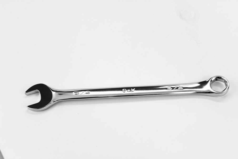 3/4 Inch 6-Point Fractional Long Combination Chrome Plated Wrench - Heavy Duty Mechanics Tool for Automotive, Plumbing & DIY Repairs