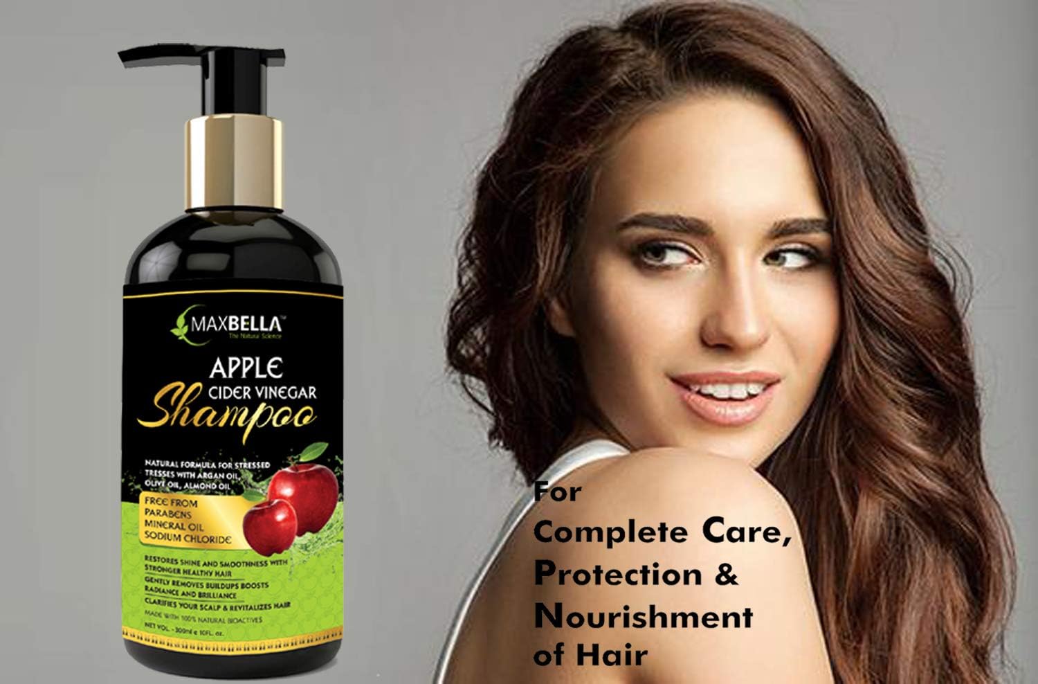 Organic Apple Cider Vinegar Shampoo with Argan Oil - Anti Dandruff & Hair Loss Treatment for Men & Women - Paraben Free, Sulfate Free, Mineral Oil Free (300ml) - Promotes Healthy Scalp & Stronger Hair Growth for Daily Hair Care Routine