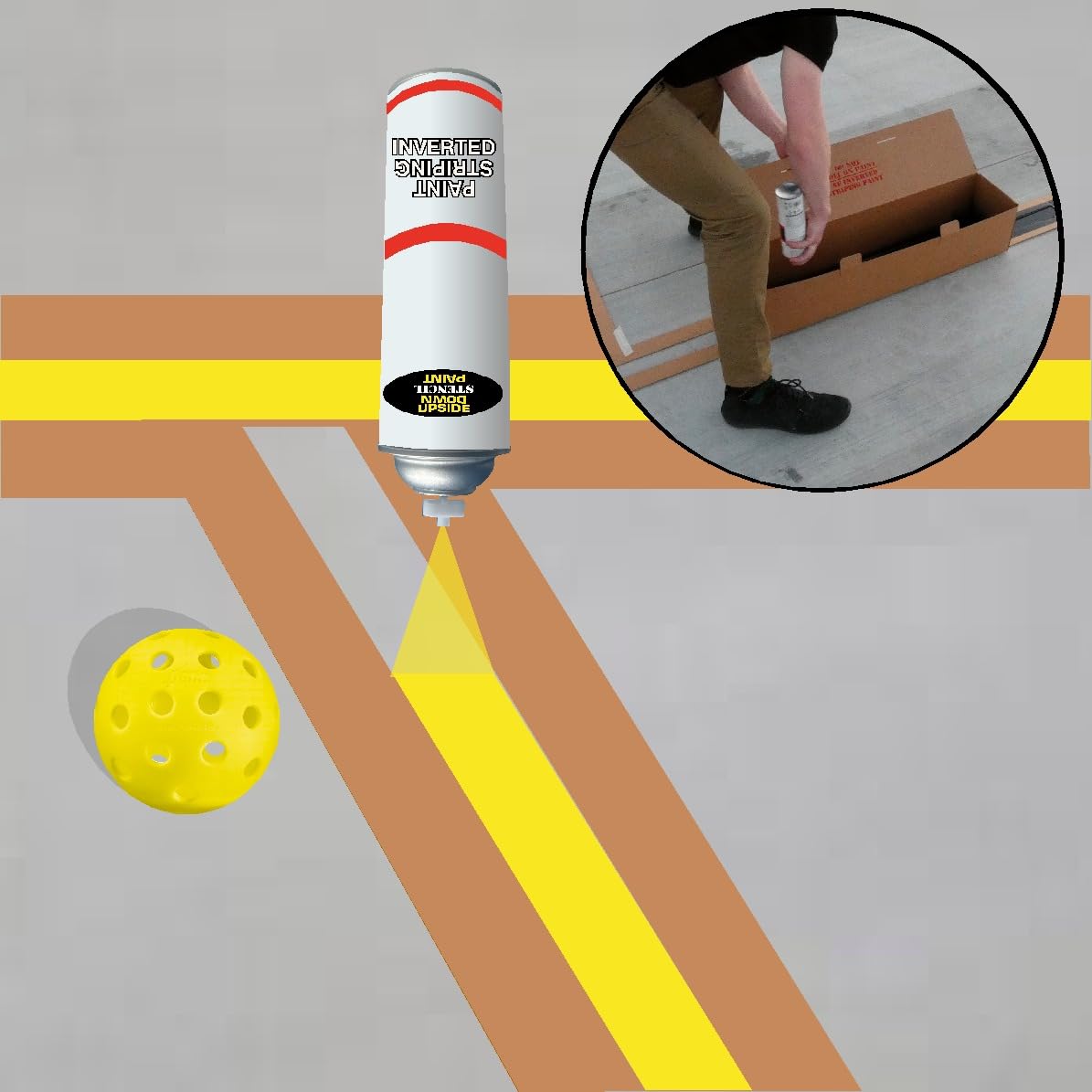 Ronan Sports Pickleball Stencil Kit with Paint - Continuous Line Design for Court Marking | Made in USA | Perfect for DIY Pickleball Court Painting & Home Court Setup