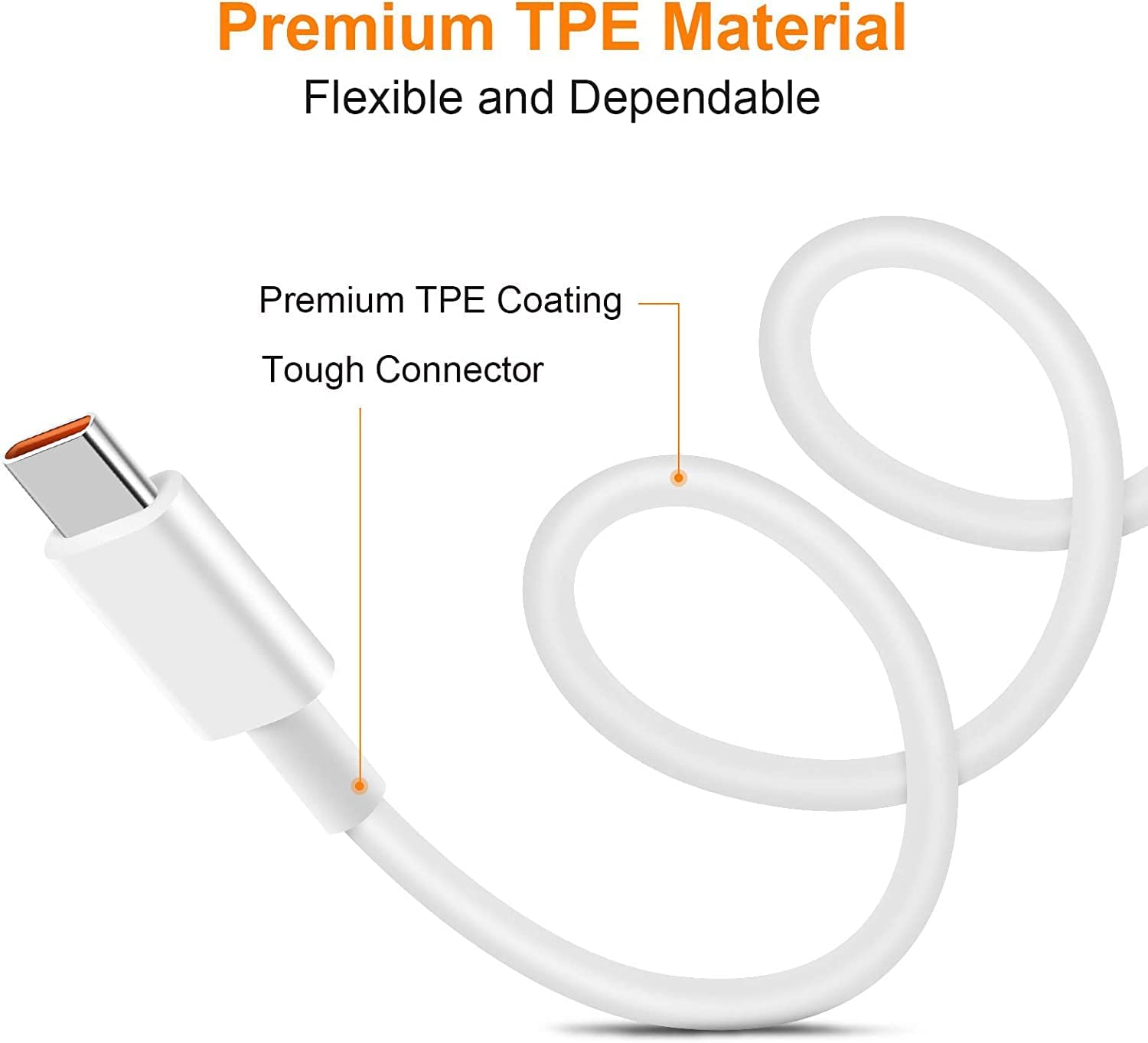 Original 10W to 65W Type-C USB Fast Charging Cable for Infinix Note 8 | Quick Charge, Dash, Warp, Dart, Flash, Turbo, Super VOOC Compatible | 6A High-Speed Data Sync Cable | Type C to USB-A (1.2M/3.9ft, White) - Perfect for Home, Office & Travel Charging