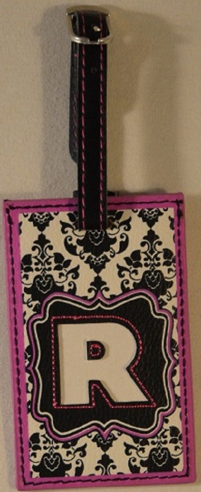 Custom Monogrammed Pink and Black Luggage Tag - Personalized Travel Accessory for Suitcases, Bags & Backpacks - Perfect for Airports, Vacations & Business Trips