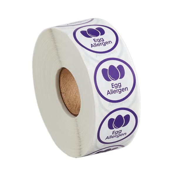 1000pcs 1 Inch Egg Allergen Warning Stickers - Permanent Adhesive Food Safety Labels for Restaurants, Bakeries & Food Packaging (White) - Ideal for Allergy Alert, Food Containers & Meal Prep Organization