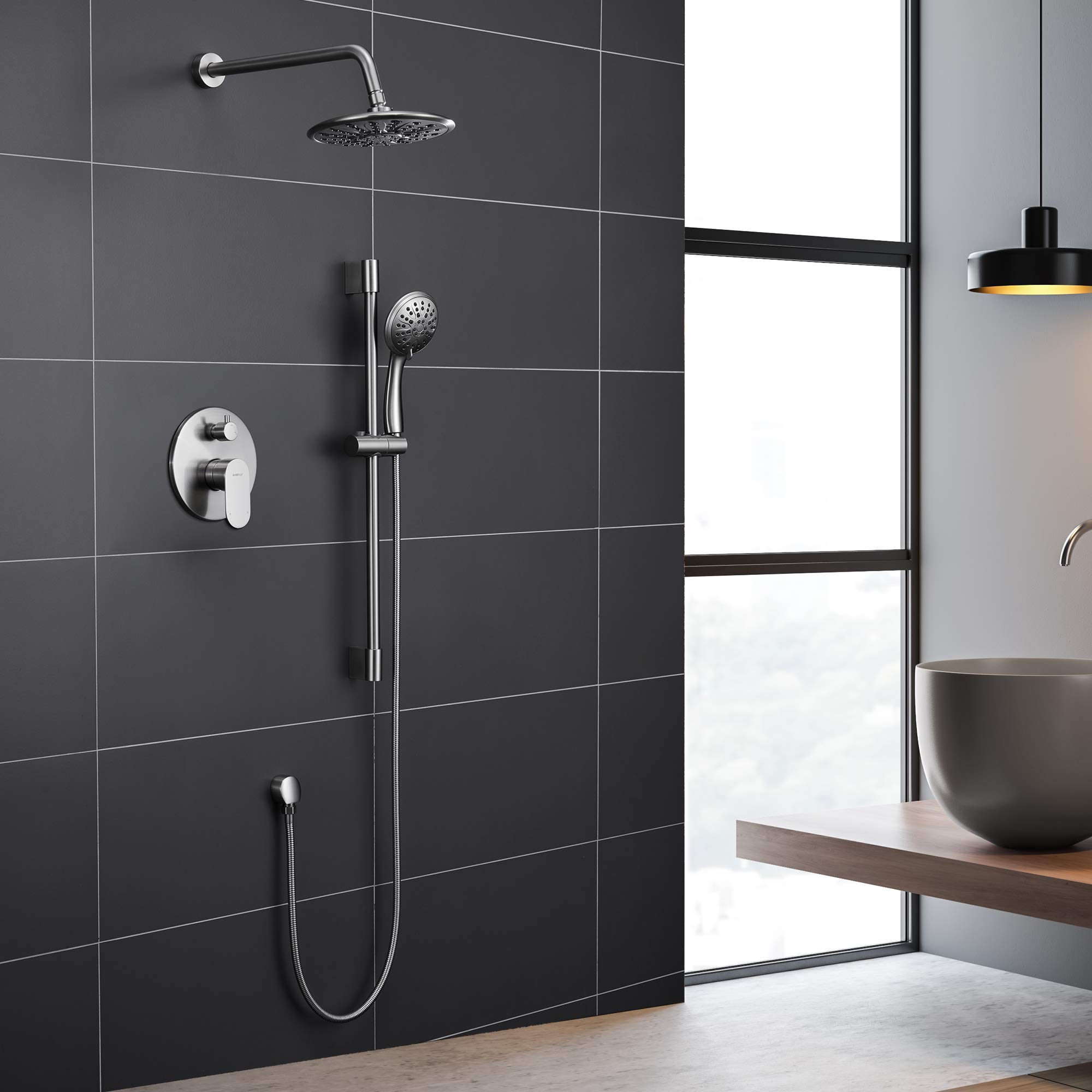 Gabrylly Brushed Nickel Shower System - 8