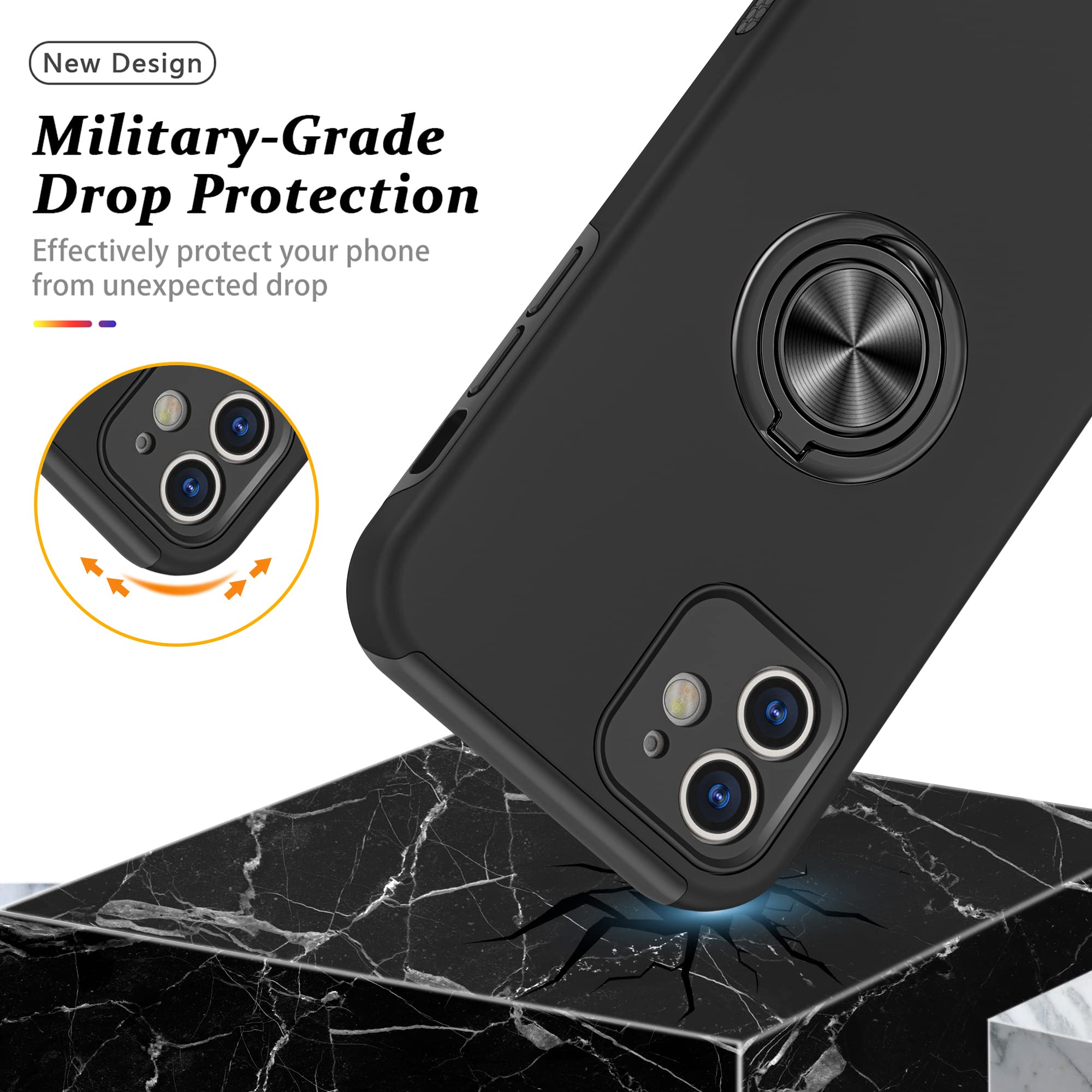 Shockproof iPhone 11 Case with Camera Cover & Kickstand - Military Grade Protection for Work & Travel