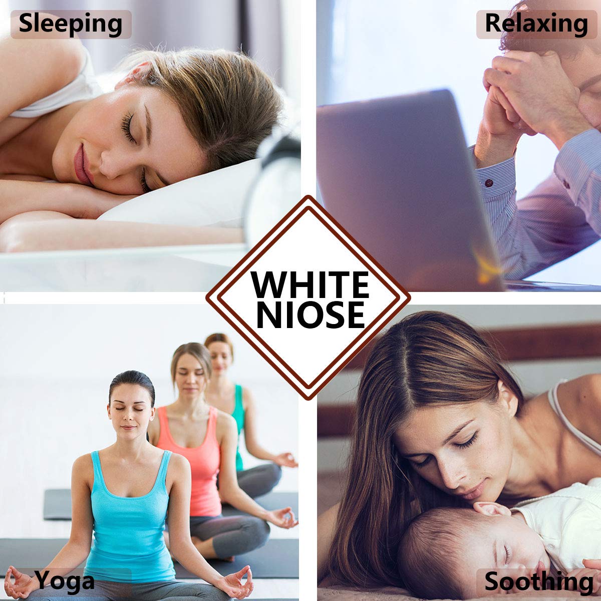 MagicTeam White Noise Machine with 20 Non-Looping Natural Sounds, Memory Function & 32 Volume Levels - Sleep Therapy Sound Machine for Babies, Kids & Adults - Perfect for Nursery, Office & Travel Use