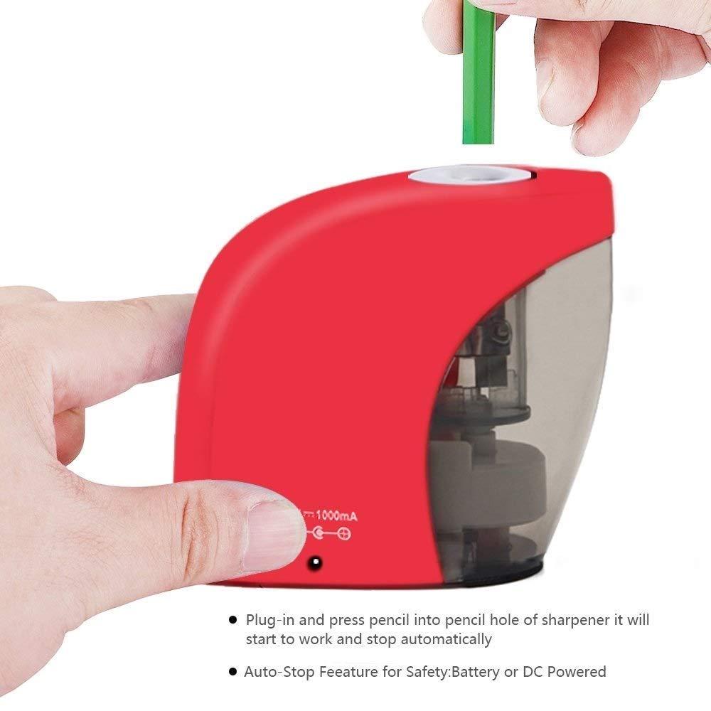 Electric Pencil Sharpener for Kids & Artists - Portable USB/Battery Powered - Perfect for School & Drawing