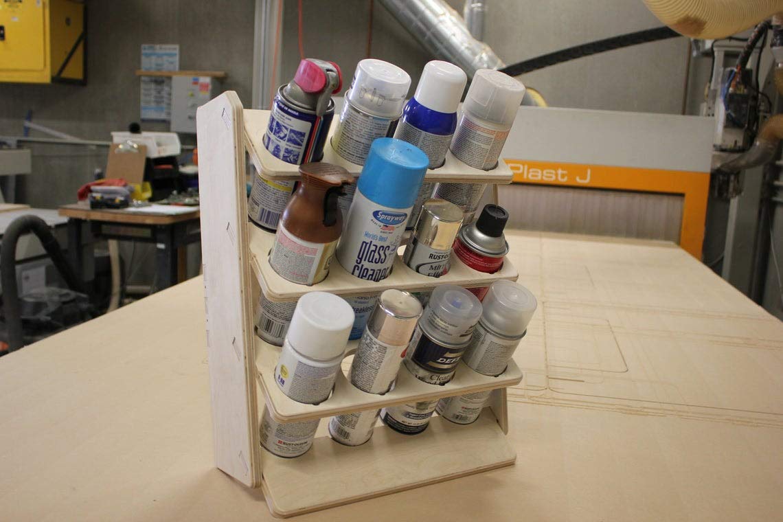 12-Slot Wooden Spray Can Organizer Rack - Plywood Storage Shelf for Lubricants & Aerosols | Perfect for Garage, Workshop & DIY Projects
