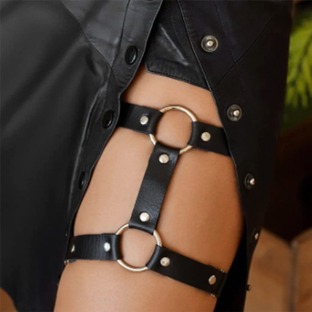 Punk Leg Body Chain Belts - Leather Waist Chain for Women | Gothic Rock Rave Belly Jewelry | Perfect for Music Festivals, Nightclubs & Biker Fashion