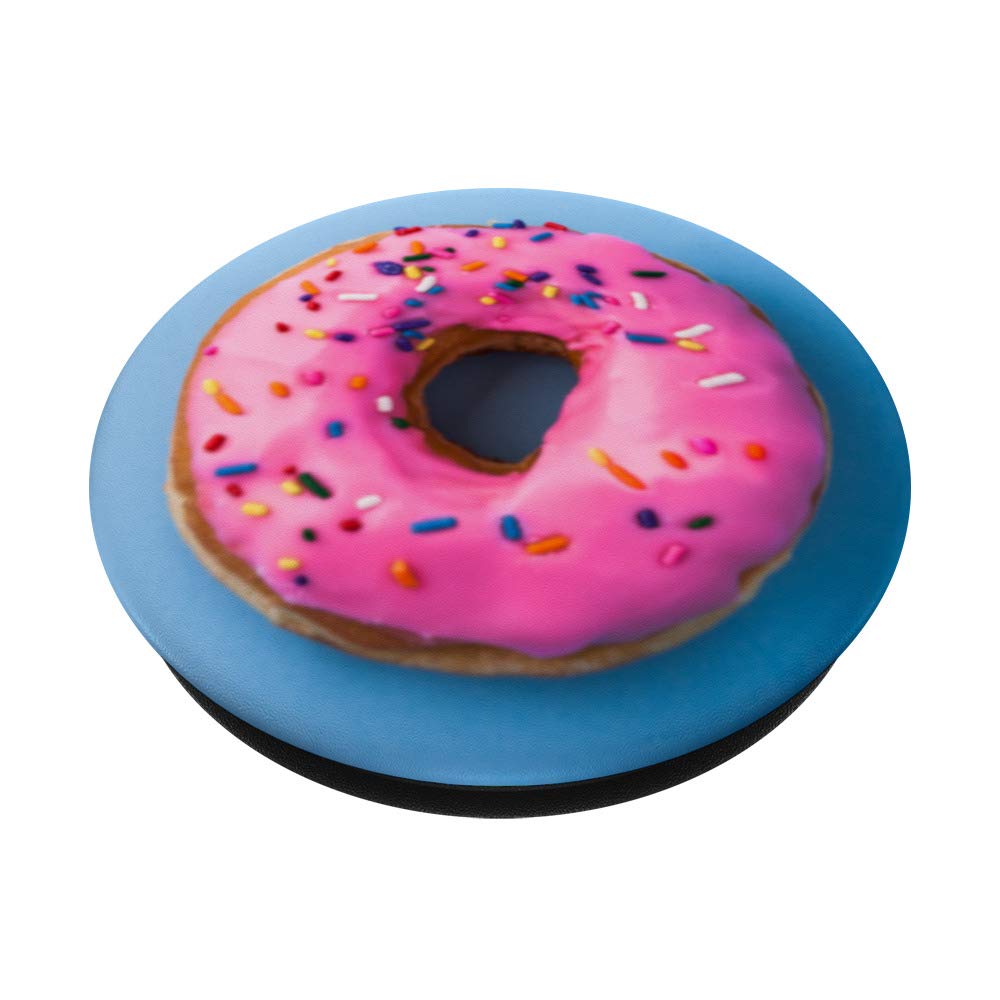 Pink Donut with Colorful Sprinkles on Blue Background - Perfect for Birthday Parties, Social Media Posts & Food Photography
