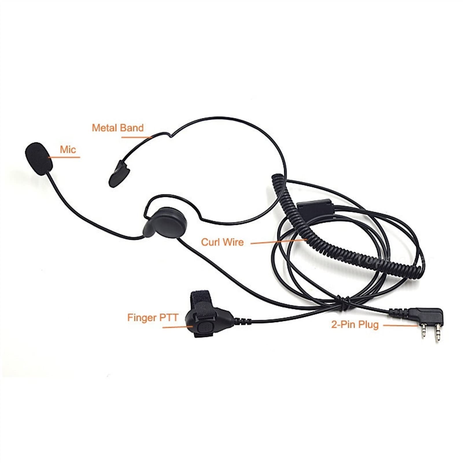 BMINO 5-Pack PTT Headset Microphone for Kenwood Two-Way Radios - Hands-Free Communication for Security, Construction & Outdoor Activities
