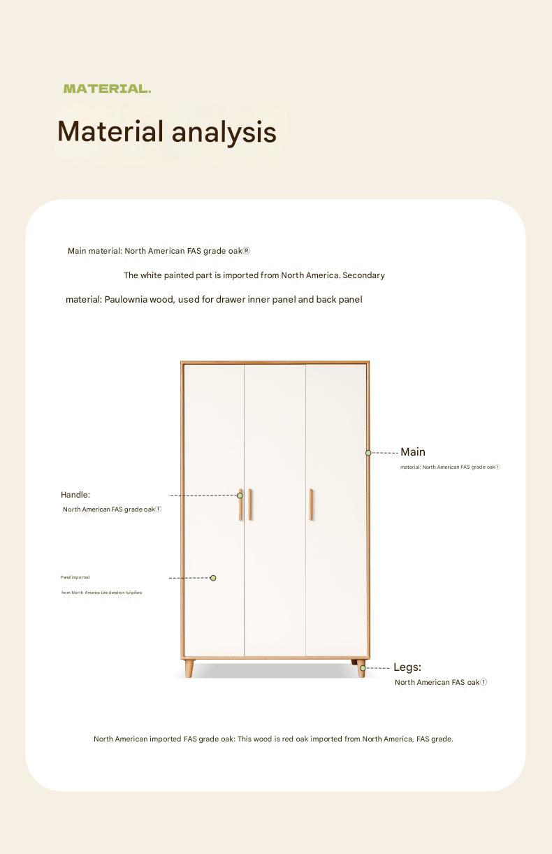 Stylish Oak & Poplar Solid Wood Modern Wardrobe - Spacious Storage for Bedroom, Closet Organization & Home Decor