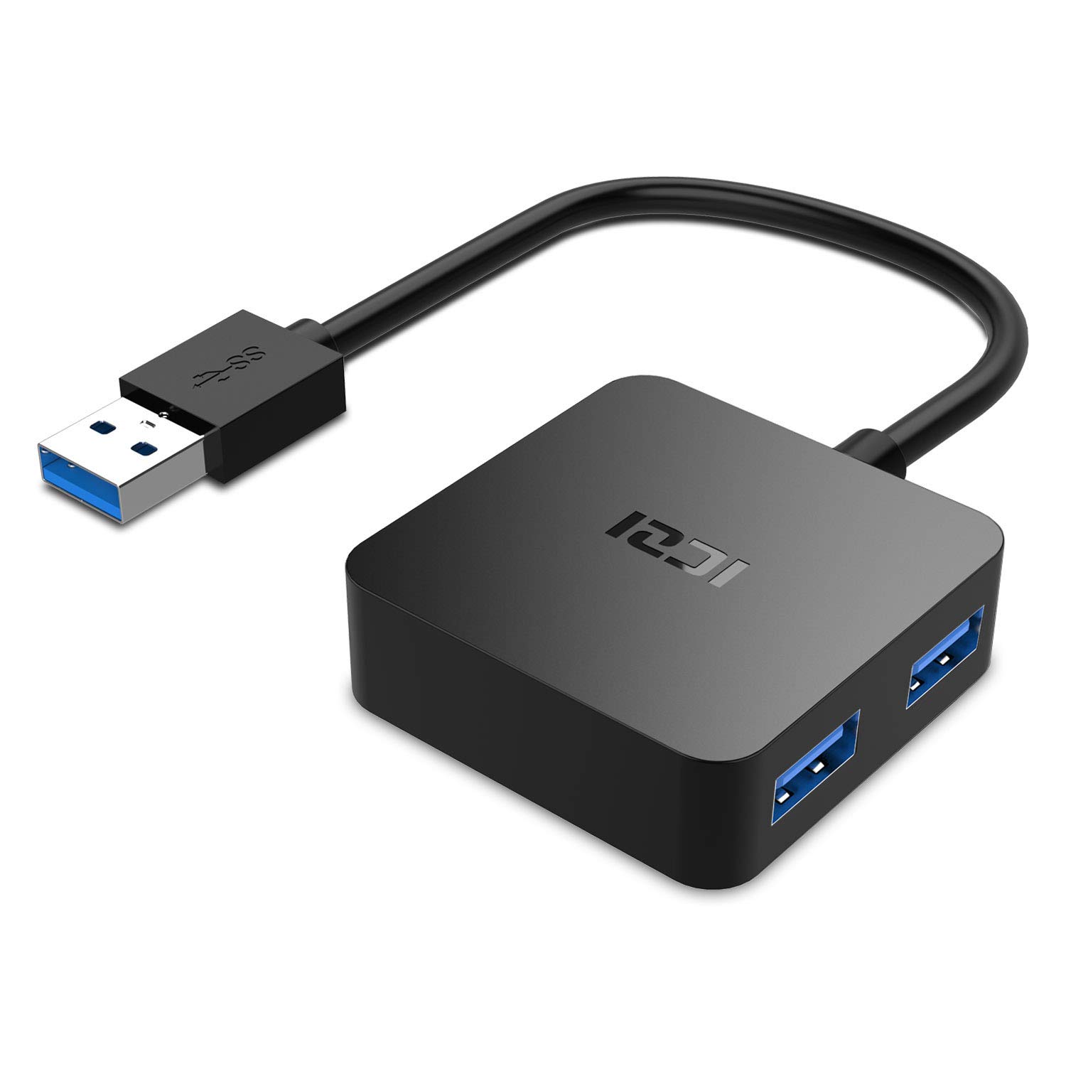 ICZI USB 3.0 Hub 4-Port Multi USB Splitter Adapter for MacBook Pro, Mac Mini, ThinkPad, XPS, Spectre x360, Surface - High-Speed Data Transfer & Charging - Perfect for Home Office, Travel, and Workspace Setup (Black)