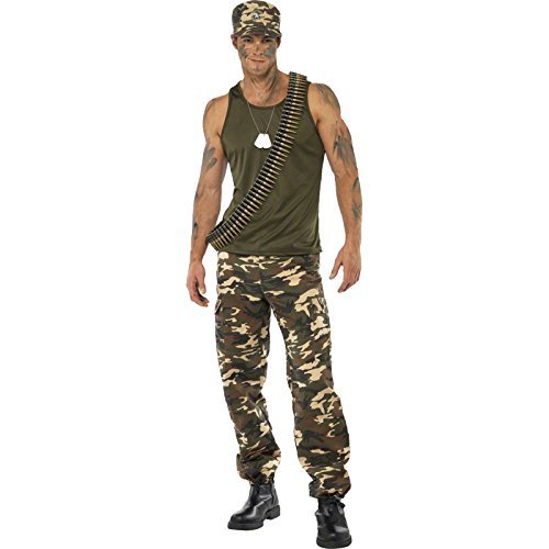 Smiffys Men's Khaki Camo Deluxe Costume - Premium Military Halloween Outfit for Adults | Perfect for Cosplay, Halloween Parties & Themed Events