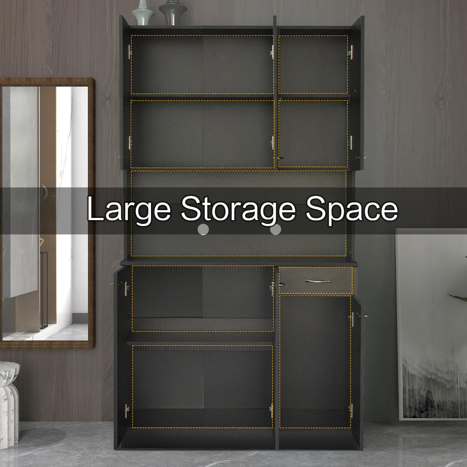 6-Door Kitchen Pantry Cabinet with 3 Adjustable Shelves - 71