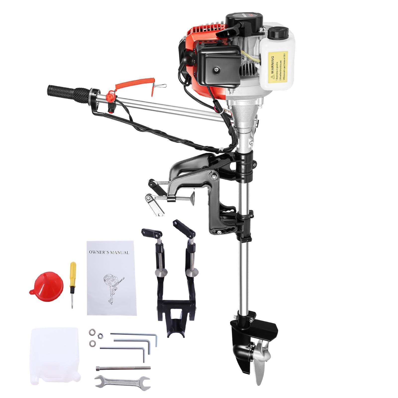 52cc Single Cylinder 2.3HP Gas Outboard Motor - Long Shaft Air Cooled Engine for Inflatable Boats, Fishing Boats, Yachts & Water Sports | Perfect for Lake Fishing, River Cruising & Marine Recreation