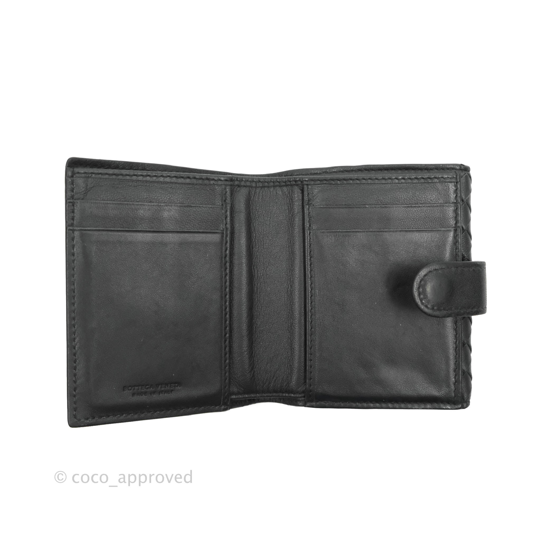 Bottega Veneta Black Intrecciato Leather Bifold Wallet for Men - Slim RFID Blocking Credit Card Holder (Perfect for Everyday Use & Travel)