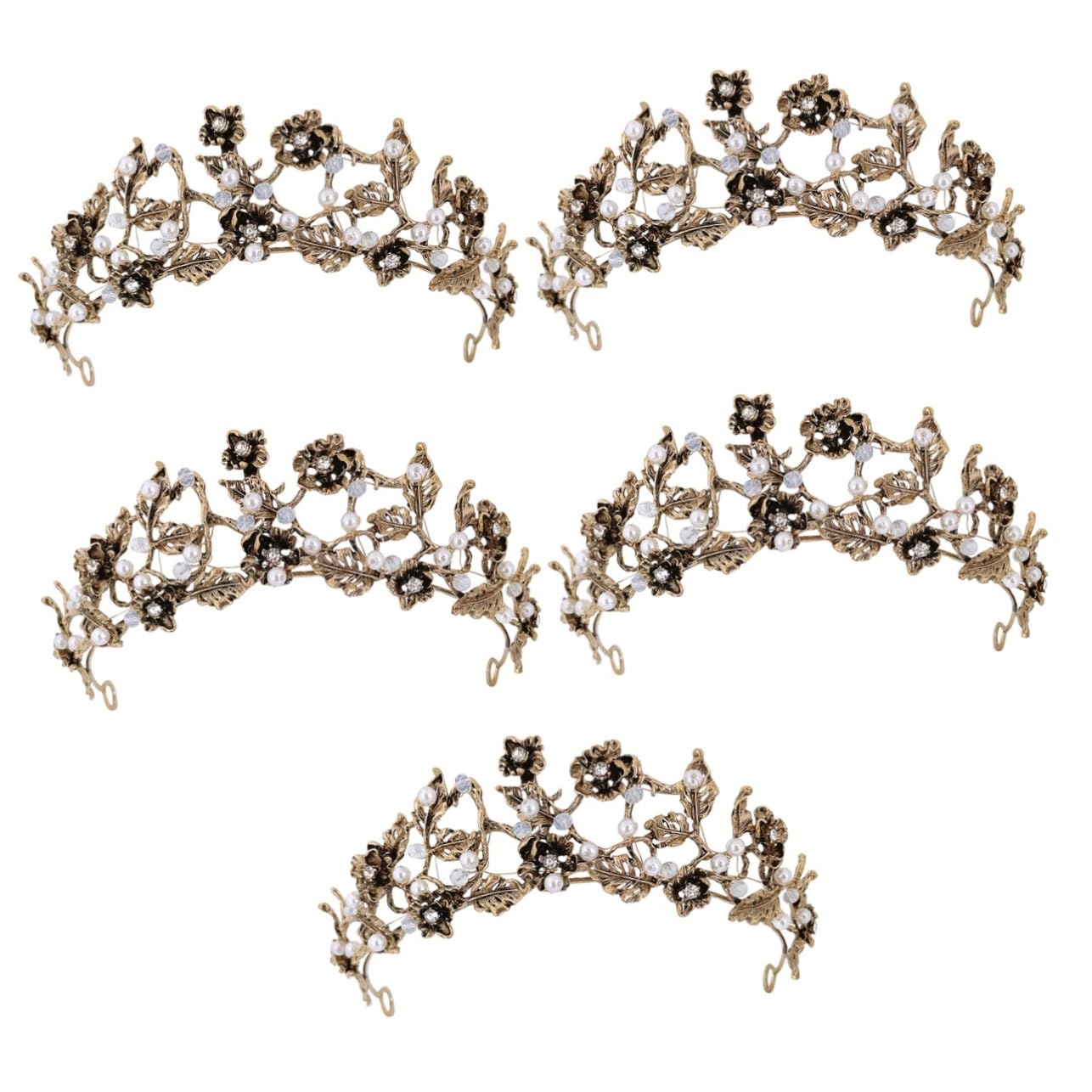 Beaupretty 5-Piece Black Vintage Rhinestone Tiara Set - Elegant Bridal Headpiece for Weddings, Prom, Pageants & Special Occasions | Crown Hair Accessories for Women & Girls