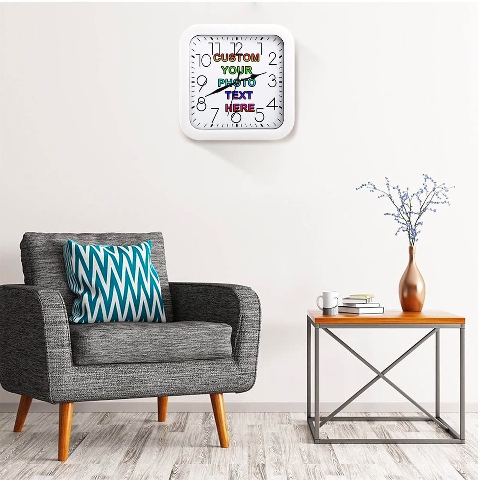 Personalized Square Wall Clock with Custom Photo - Unique Home Decor for Kids Bedroom, Living Room & Office | Perfect Gift for Birthdays, Housewarming & Special Occasions