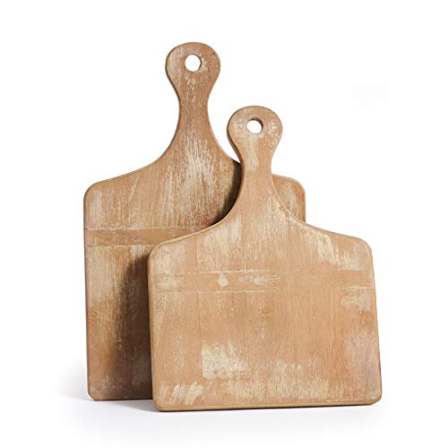 Vintage Wood Cutting Boards Set of 2 - Small Charcuterie Cheese & Bread Boards - Perfect for Kitchen, Entertaining & Gift Giving
