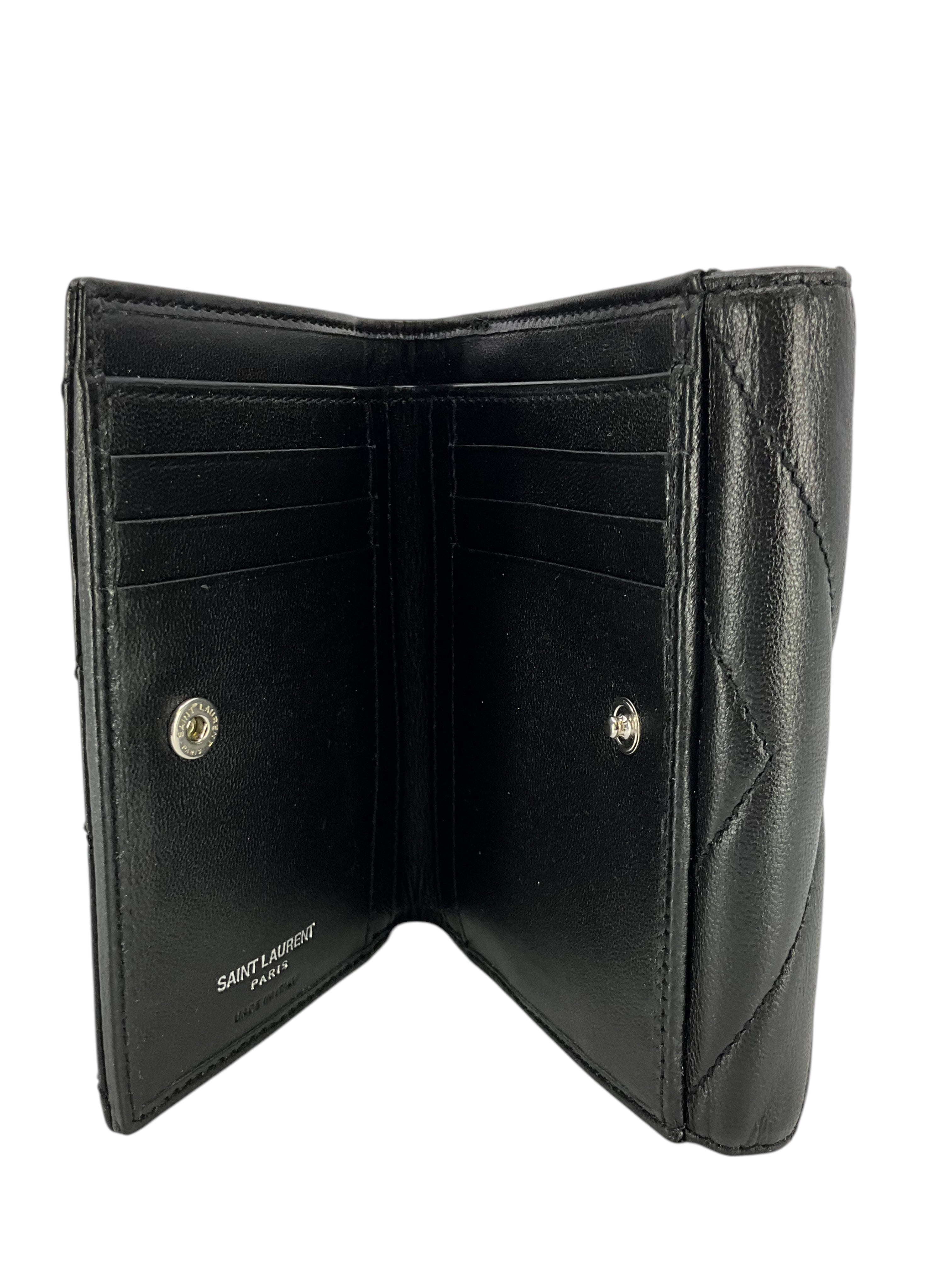 Saint Laurent YSL Quilted Lambskin Compact Loulou Wallet - Luxury Designer Wristlet Clutch for Women | Perfect for Evening Events, Parties & Date Nights