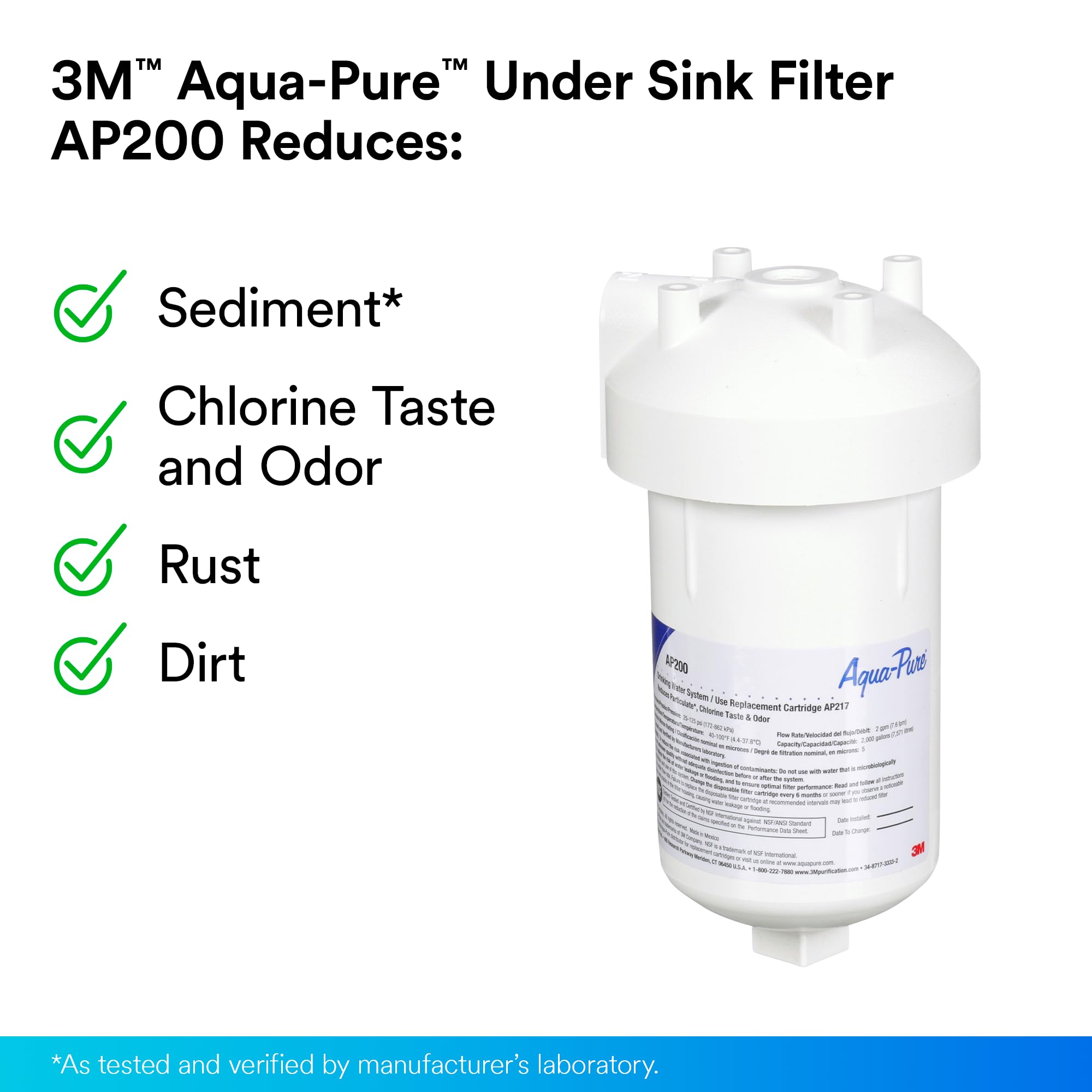 3M Aqua-Pure AP200 Under Sink Water Filtration System - High Flow Rate for Clean Drinking Water | Perfect for Kitchen, RV & Office Use