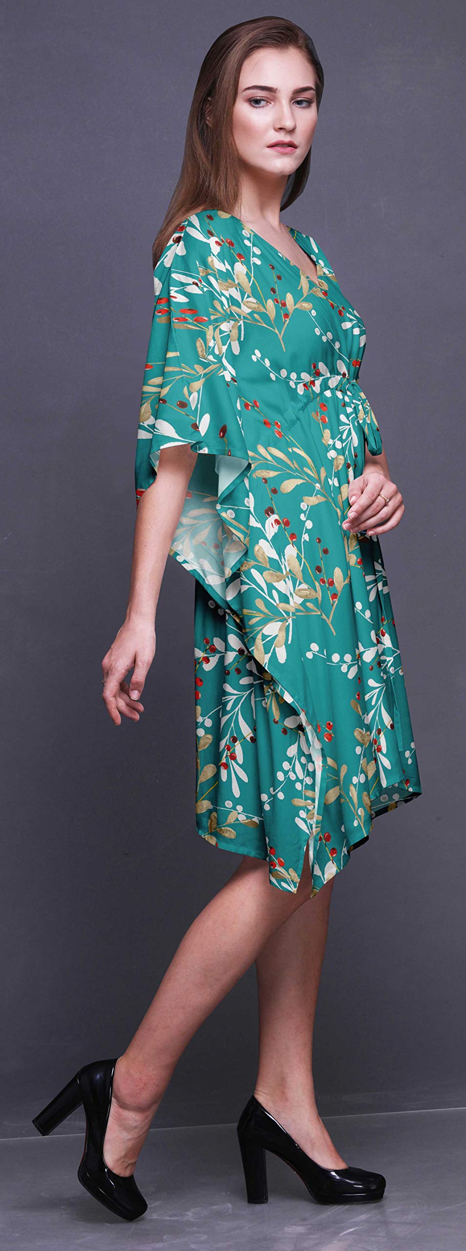 Bimba Women's Short Caftan Midi Dress - Beach Cover Up, Swimwear Cover Up, Boho Kaftan Dress for Poolside, Vacation & Summer Outfits