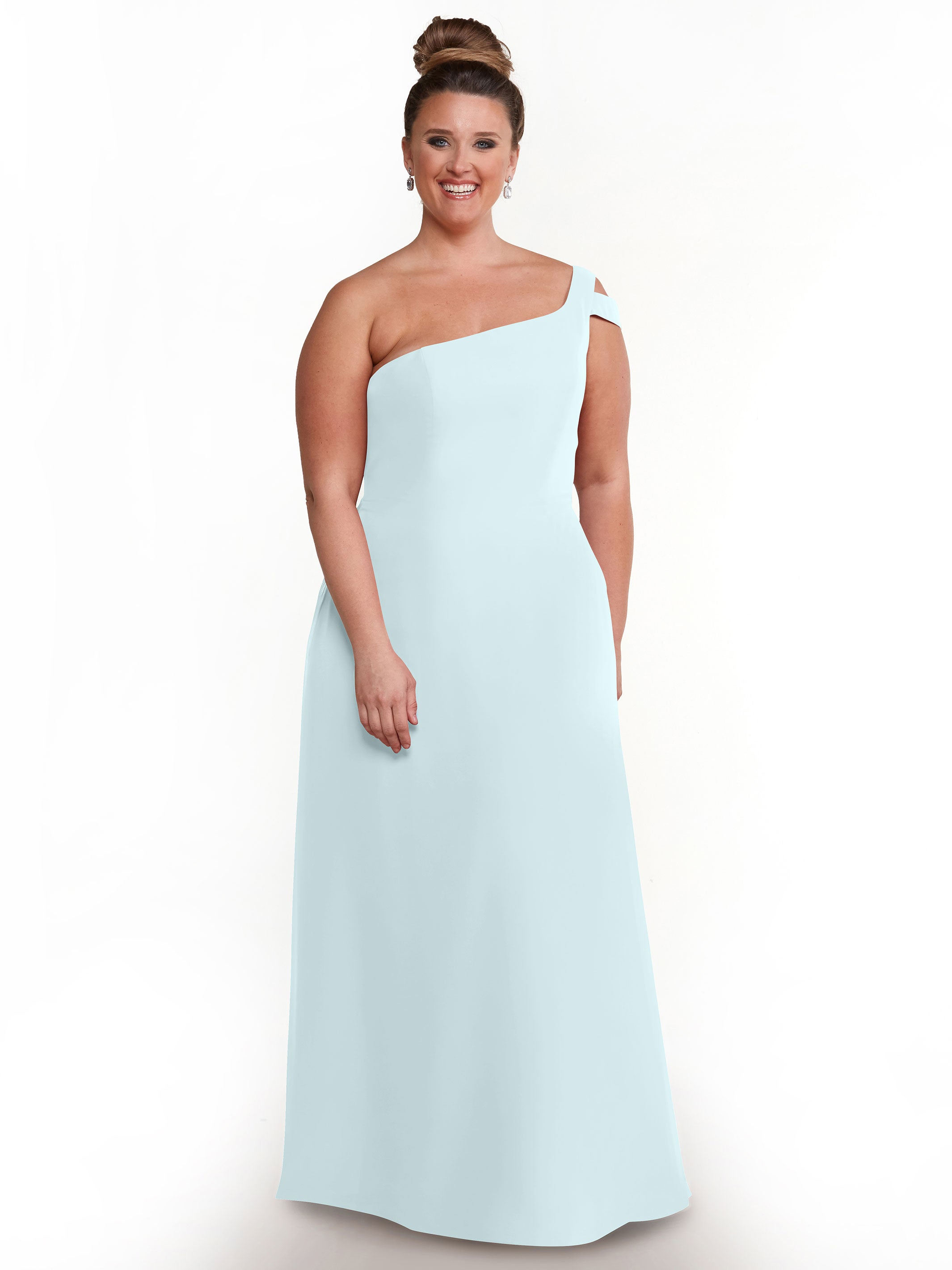 Elegant 80139 Chiffon A-Line One Shoulder Bridesmaid Dress with High Slit - Perfect for Weddings, Proms & Formal Events
