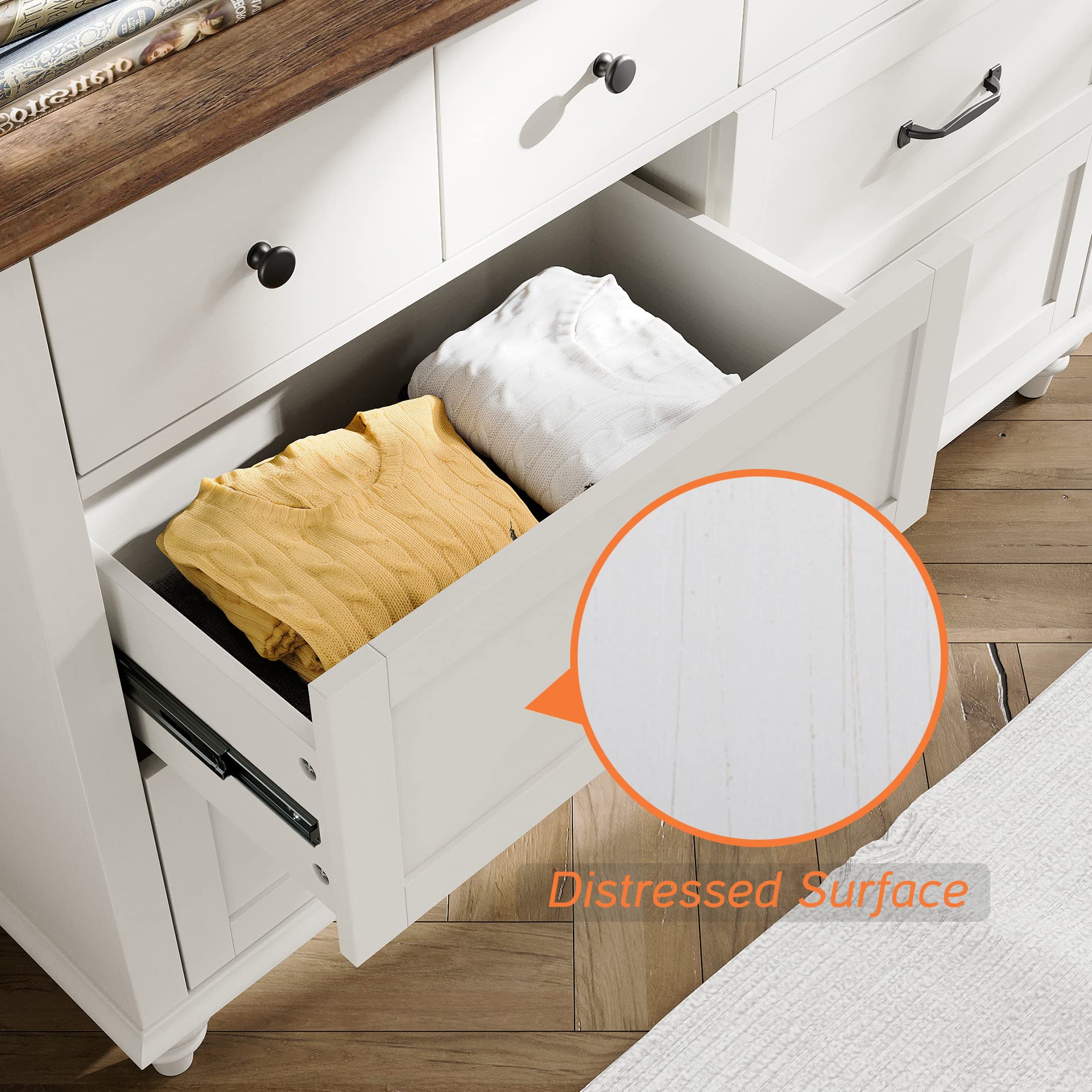 WAMPAT 6-Drawer Wooden Dresser for Bedroom & Nursery - Mid-Century Modern Storage Organizer