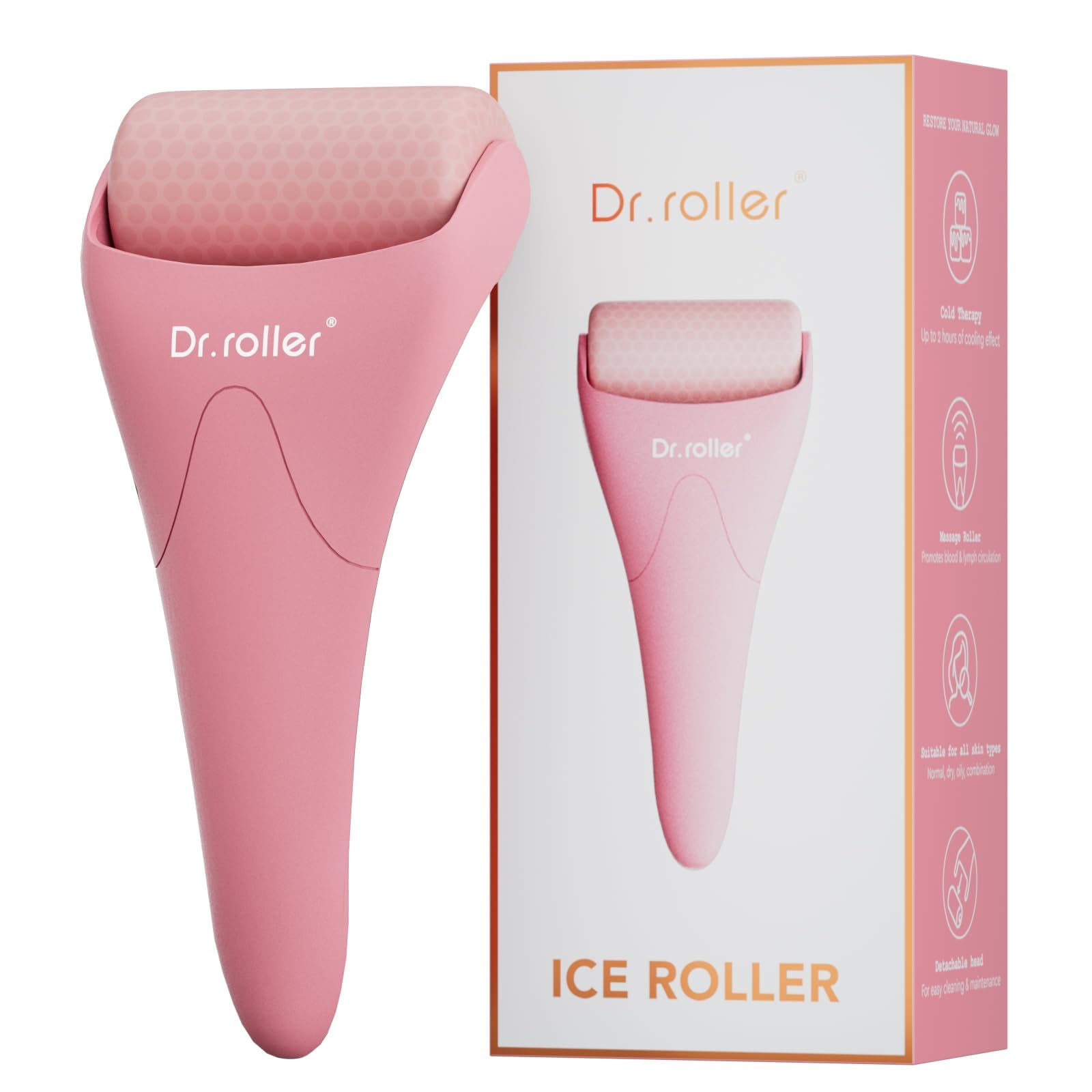 Ice Roller for Face & Eyes - Pink Silicone Facial Ice Roller to Reduce Puffiness, Wrinkles & Migraine Relief | Cooling Skin Care Tool for Women | Perfect for Morning Routine, Post-Workout Recovery & Spa Days