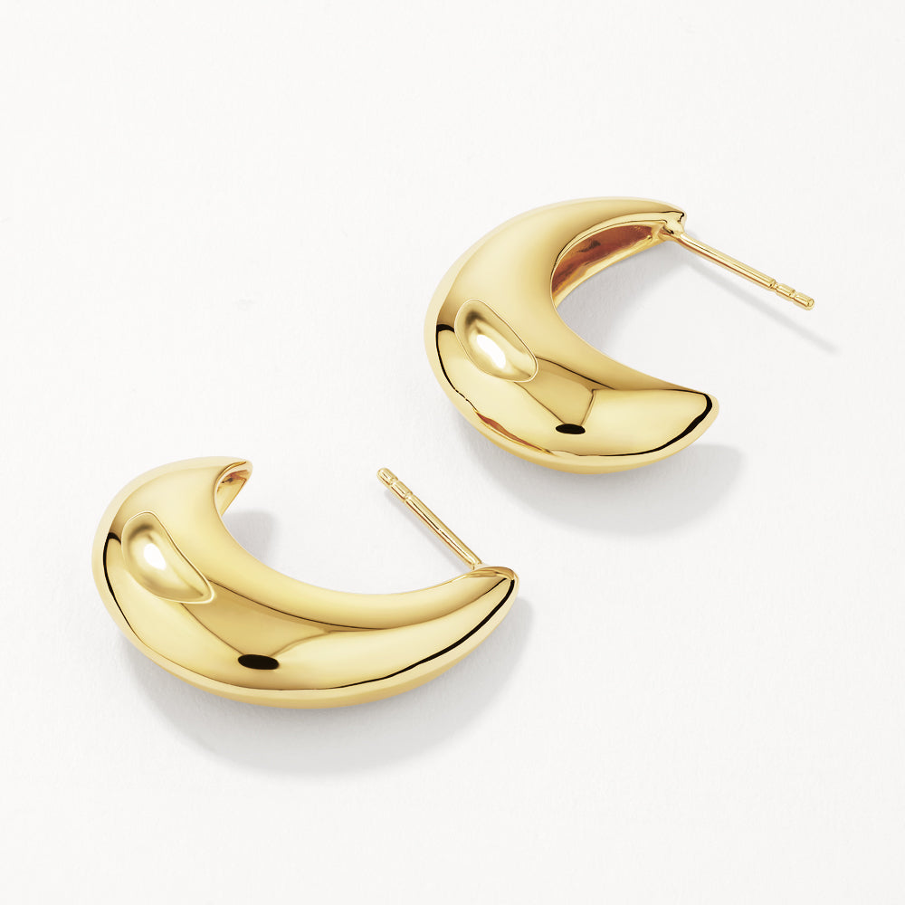 Gold Puff Dome Hoop Stud Earrings for Women - Trendy Dainty Jewelry for Everyday Wear, Parties & Gifts