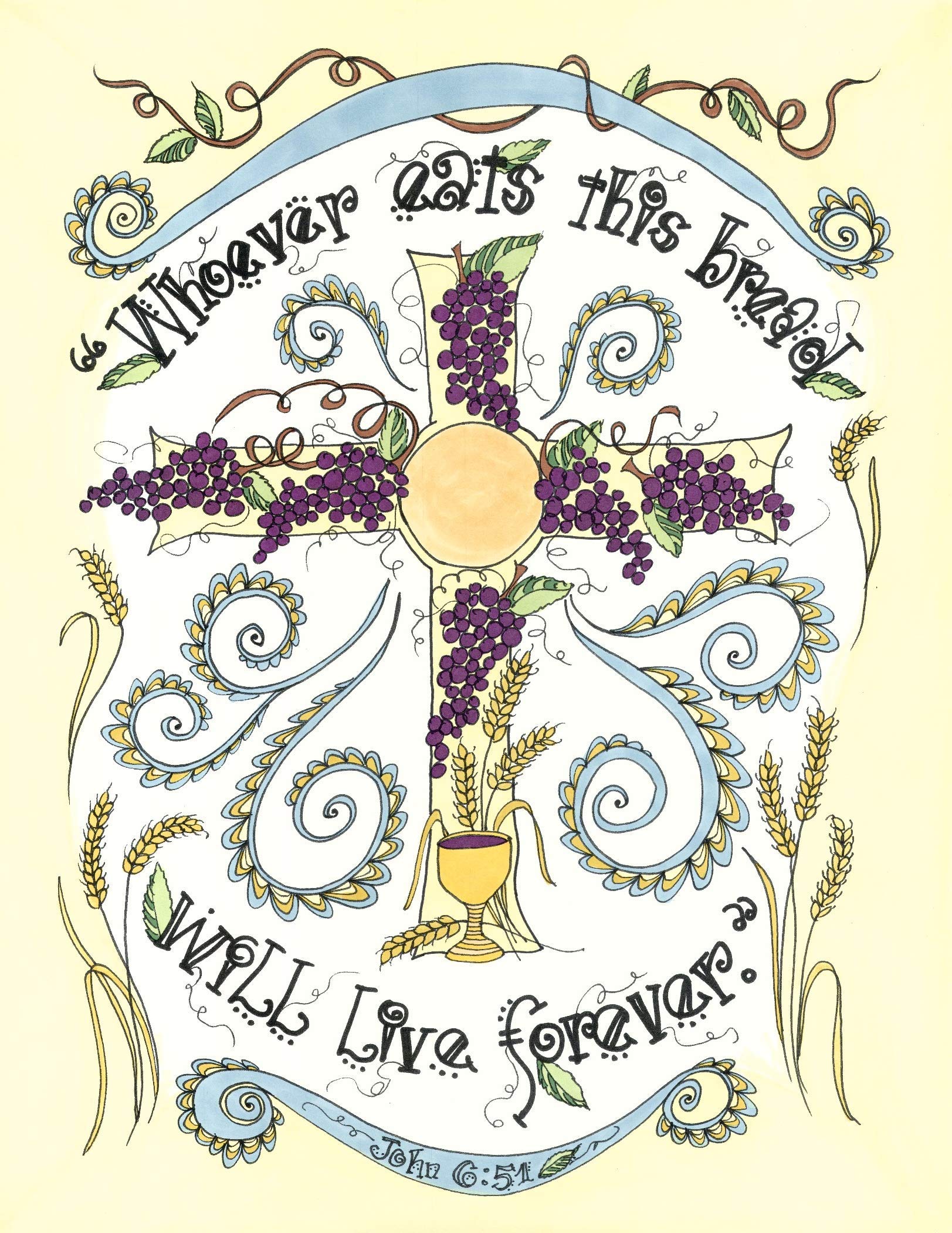 Bread of Life 8x10 Framed Print - Beautiful Catholic First Communion Gift for Boys & Girls - Perfect for Church, Home Decor or Religious Celebration