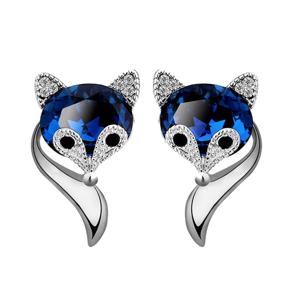 Cute Cartoon Fox Rhinestone Stud Earrings for Women - Fashion Jewelry Gift for Birthday, Party & Casual Wear