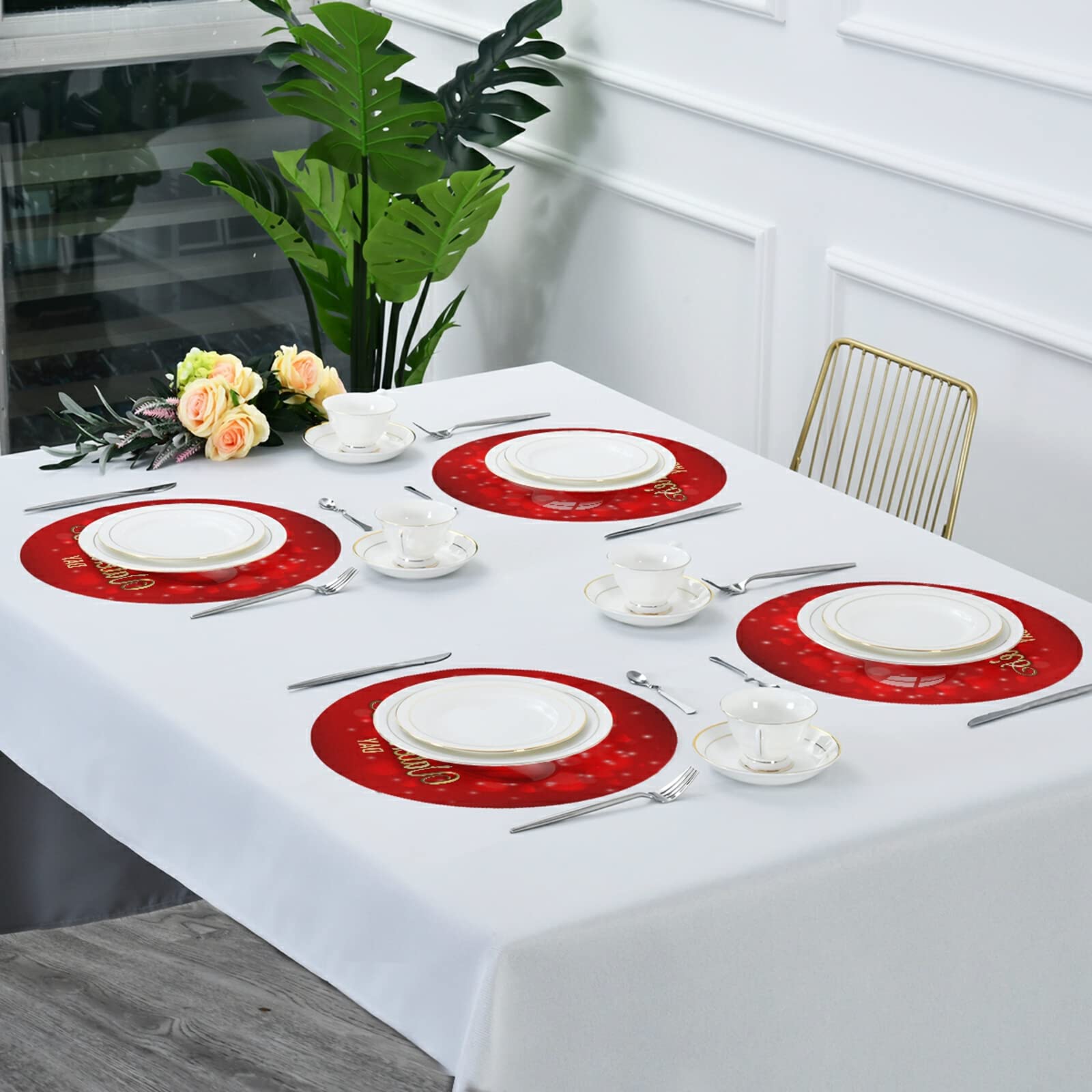 4 Pack Heat-Resistant Washable Placemats for Kitchen & Dining - Non-Slip Table Mats for Everyday Meals, Parties & Holiday Gatherings