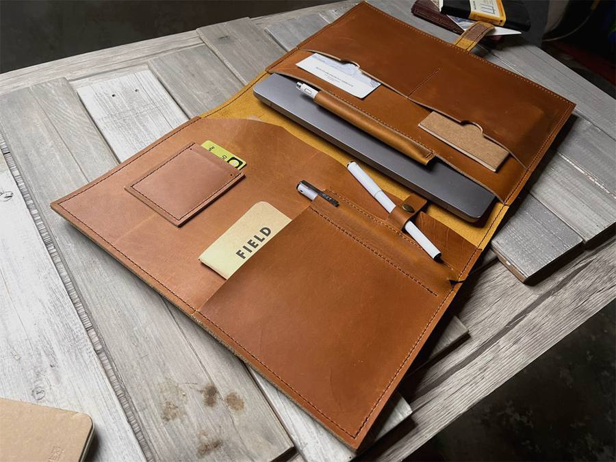 Premium Genuine Leather Sleeve Case for 13/14/16 inch MacBook Pro M2 & M3 Max - Slim Protective Laptop Cover for Work, Travel & School
