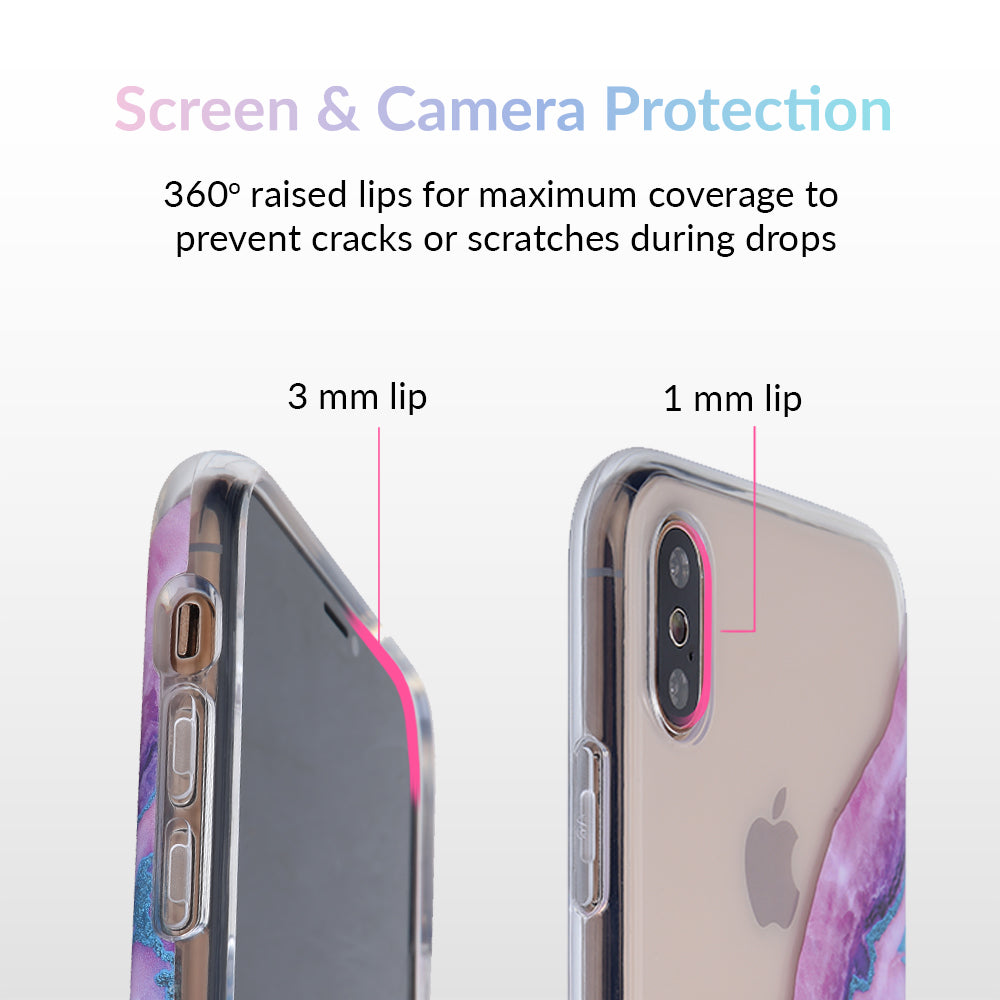 Geode Glitter Clear iPhone Case - Shatterproof Protective Cover with Crystal Design for iPhone 14/13/12/11 Pro Max - Perfect for Everyday Use & Special Occasions