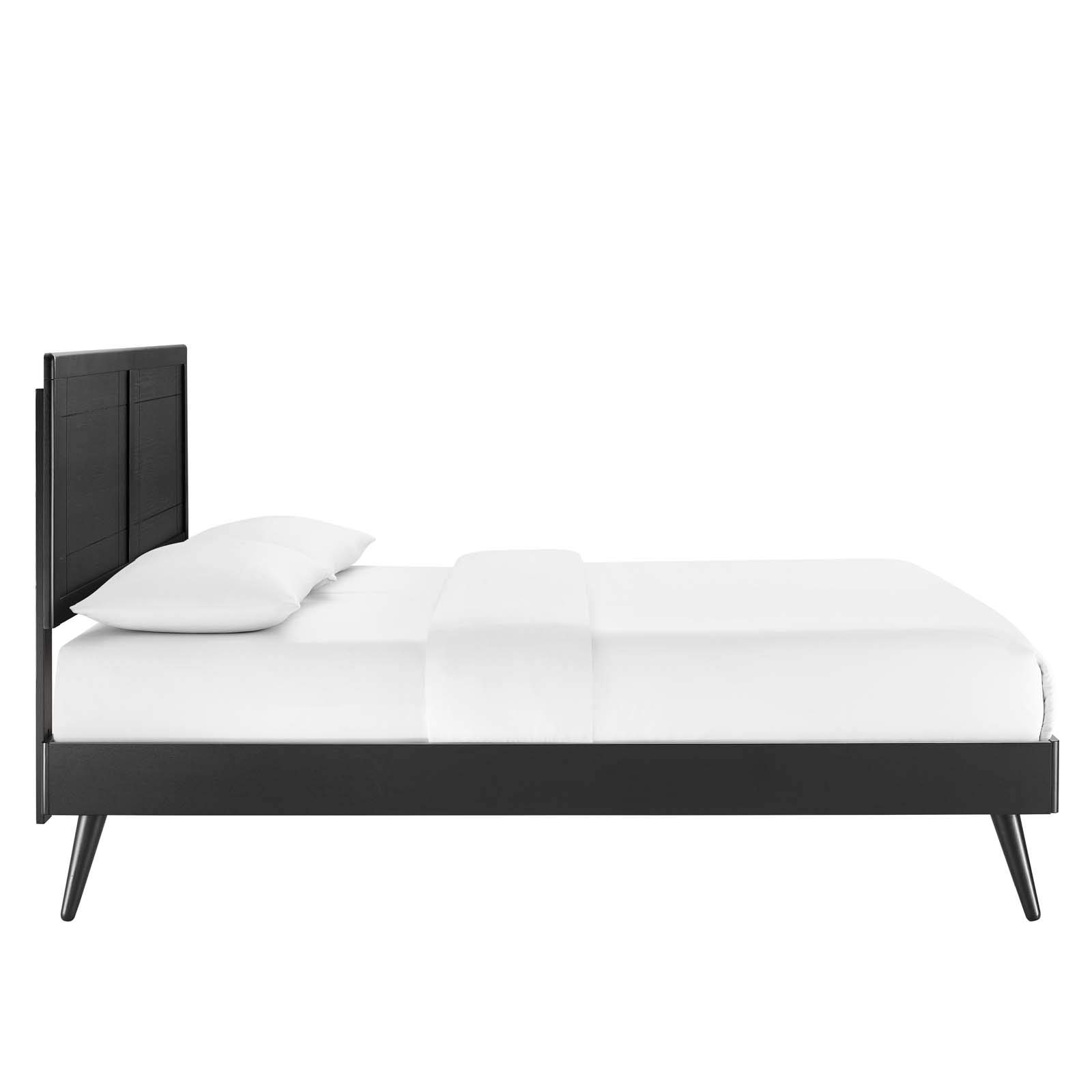 Modway MOD-6629-BLK Marlee King Wood Platform Bed with Splayed Legs - Black Wooden Bed Frame for Modern Bedroom - Perfect for Master Bedrooms, Guest Rooms & Minimalist Home Decor