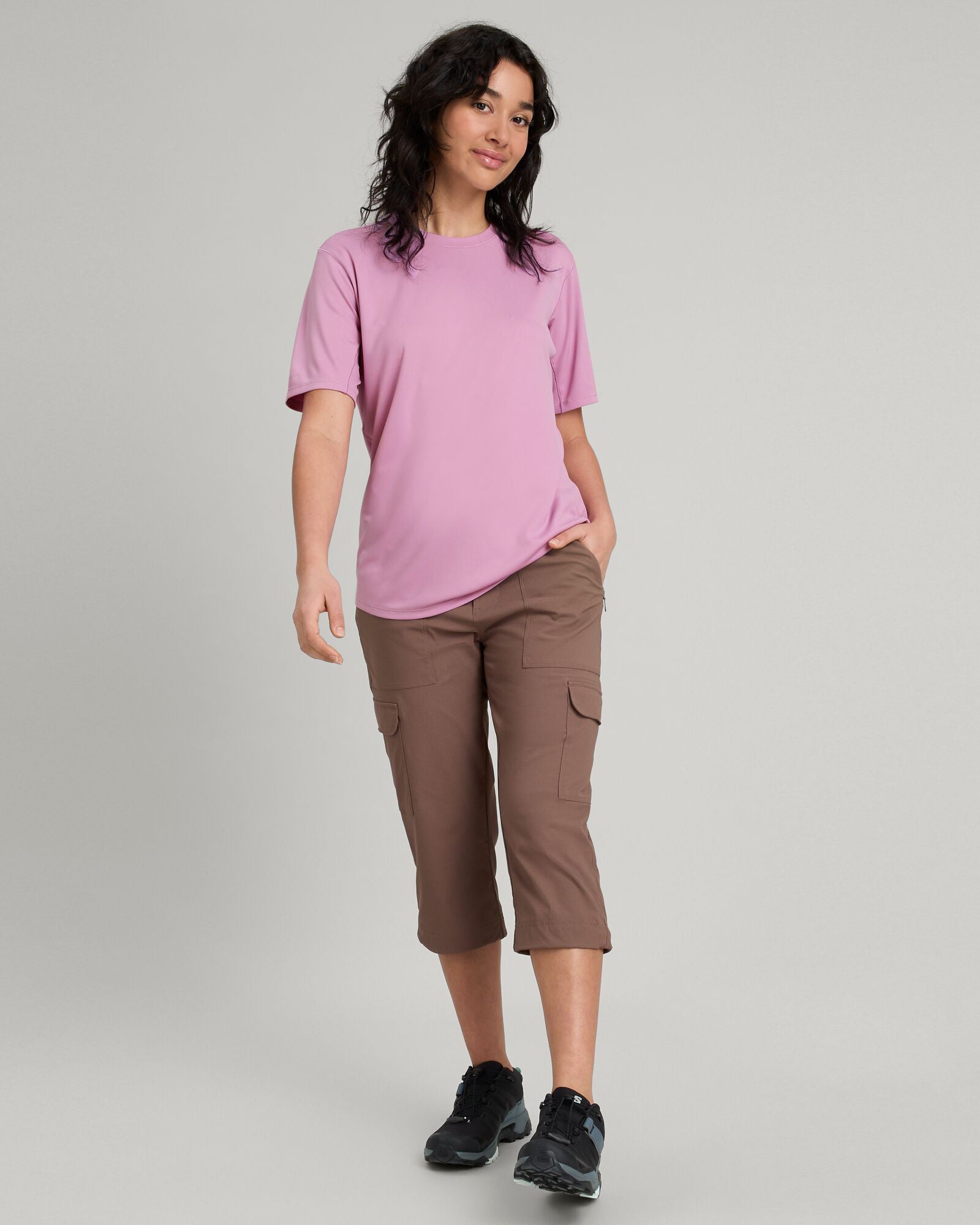 Women's Miro 3/4 Length Yoga Pants - Comfortable High Waisted Lounge Pants for Workout, Running & Casual Wear - Taupe Color