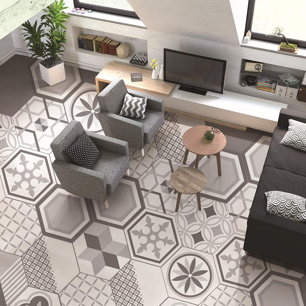 100 PCS Hexagon Non-Slip Vinyl Floor Stickers - 7.87