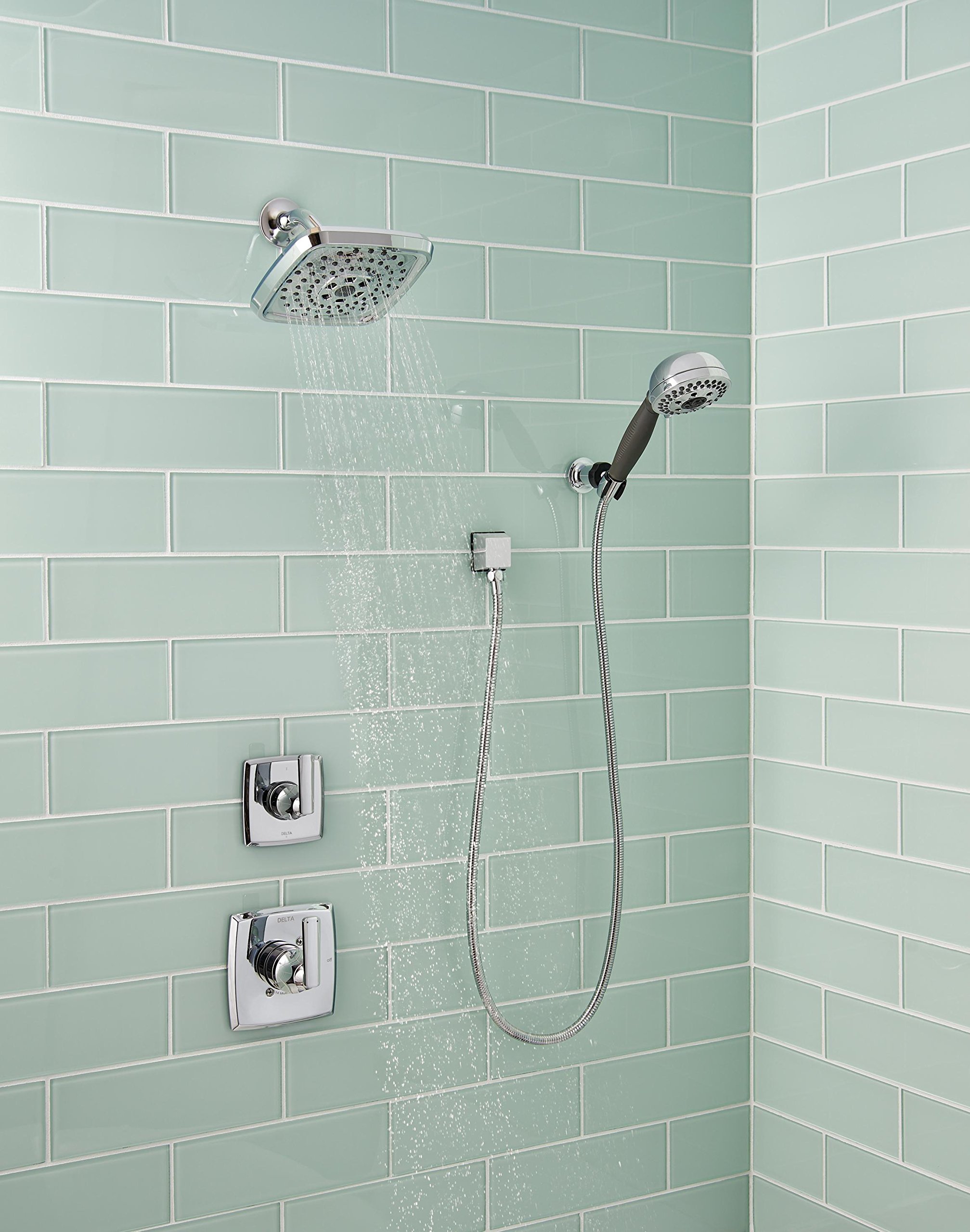 Delta 55445 5-Setting Wall-Mount H2Okinetic Handheld Shower Head with Hose - Chrome Finish, Detachable Shower Head for Bathroom & Spa Experience - Perfect for Relaxation, Rinsing & Pet Cleaning