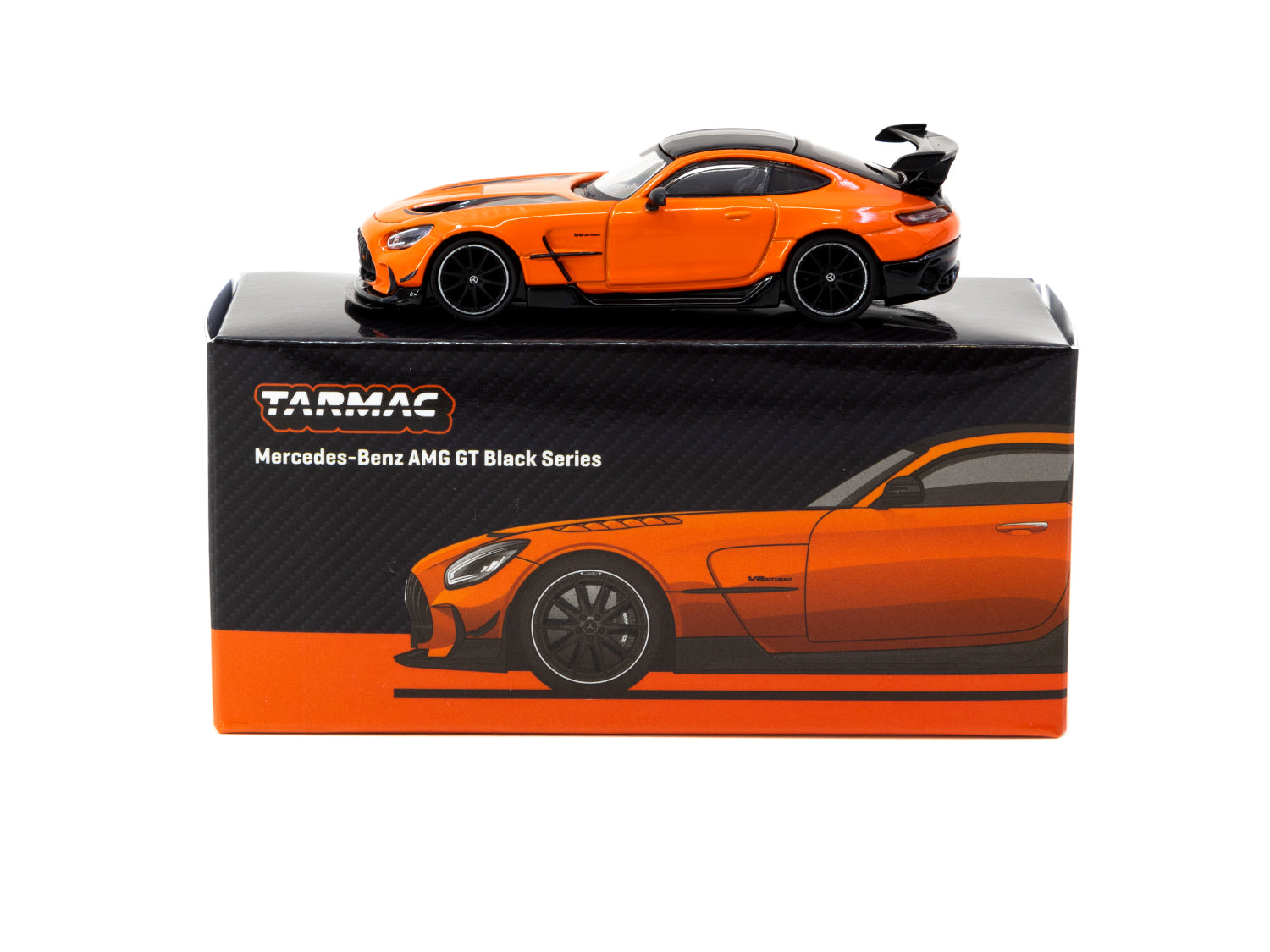 Tarmac Works 1/64 Scale Mercedes Benz AMG GT Black Series Diecast Model Car - Orange Limited Edition Collectible for Display & Racing Scenes